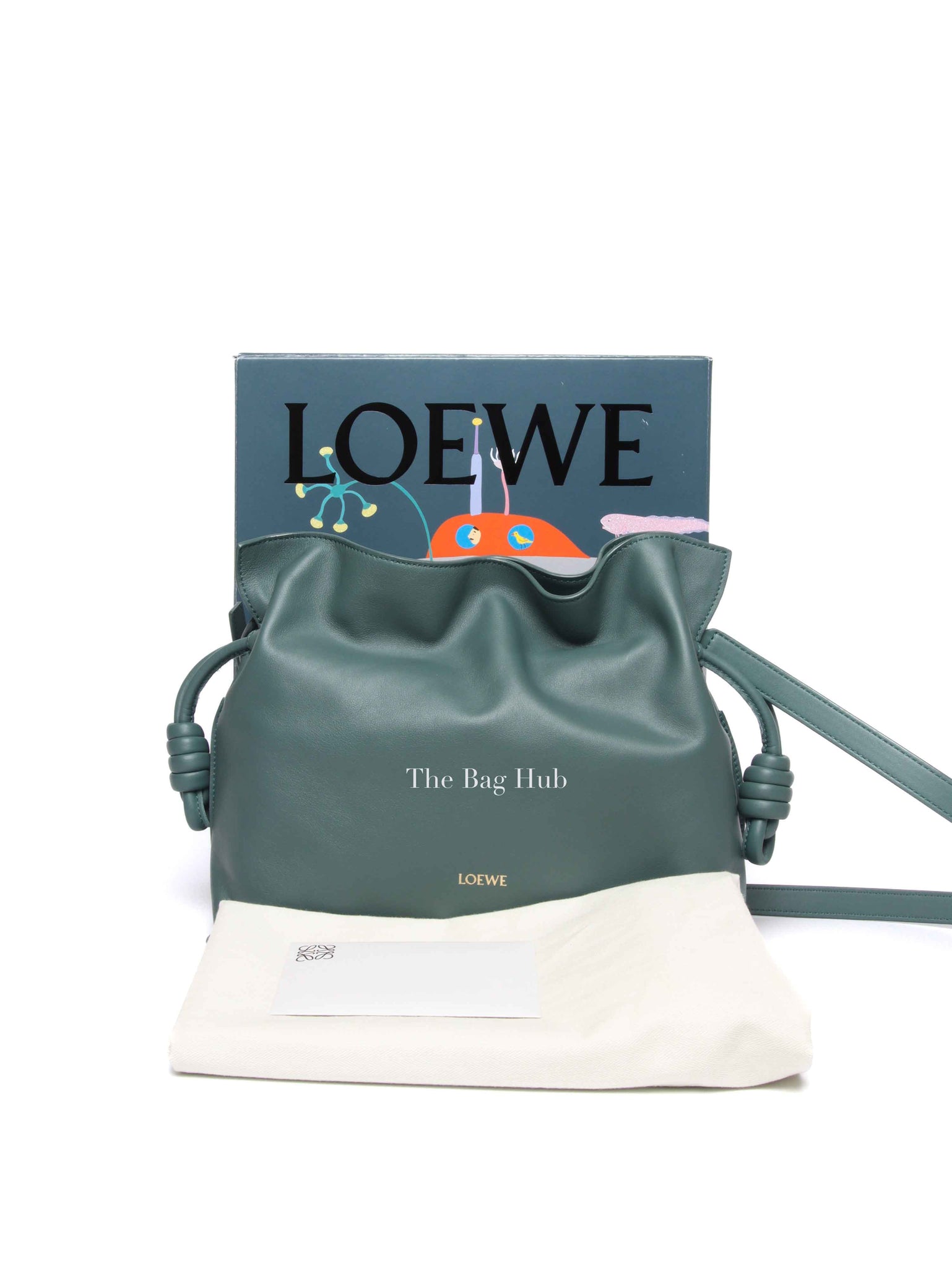 Loewe Petrol Green Nappa Calfskin Medium Flamenco Clutch Bag