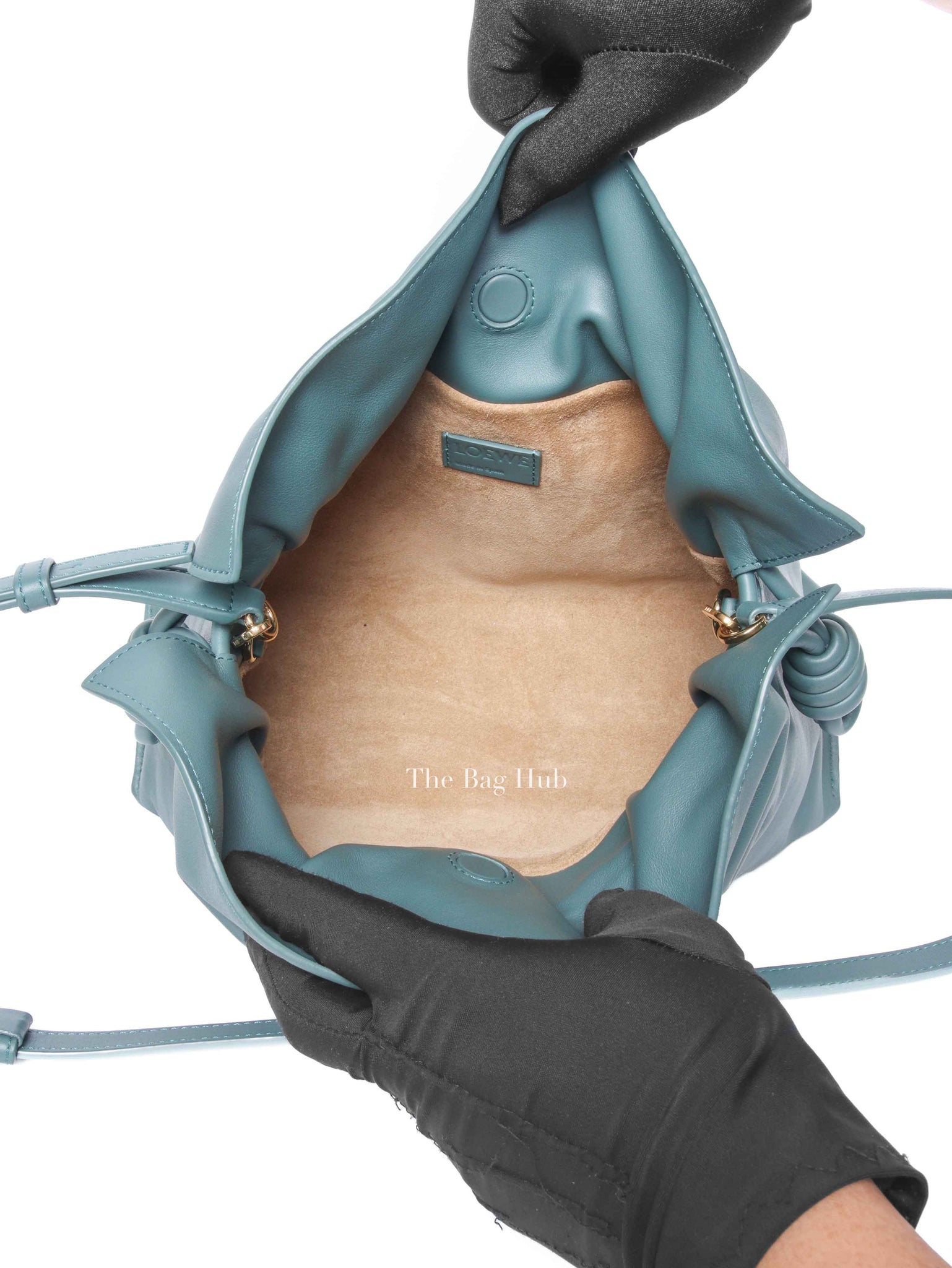 Loewe Petrol Green Nappa Calfskin Medium Flamenco Clutch Bag