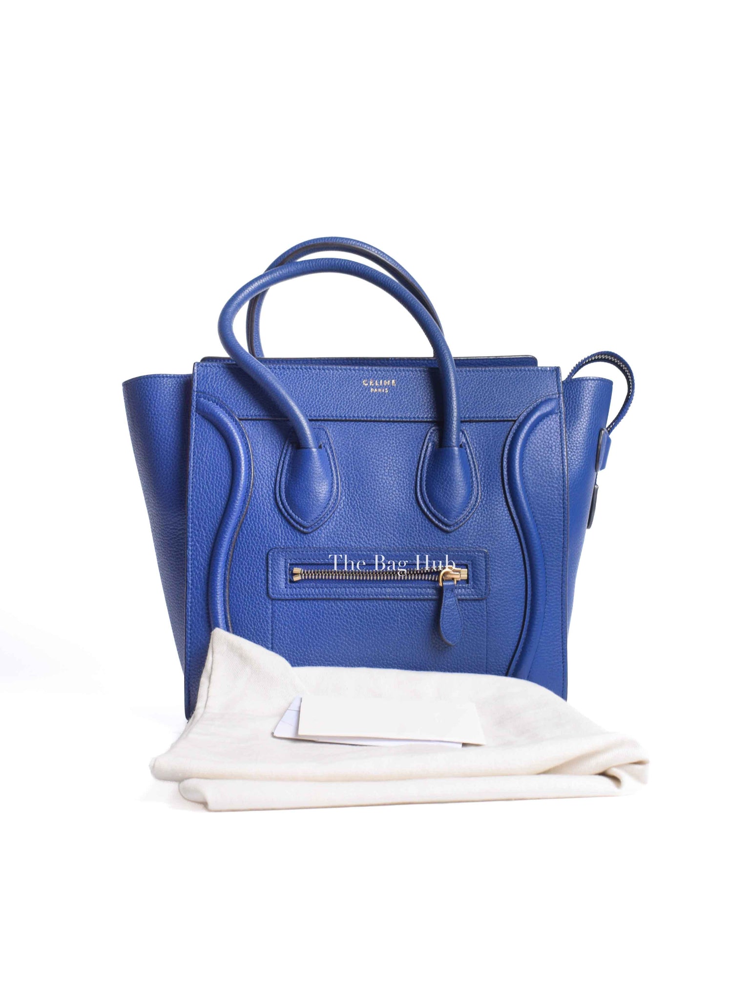 Celine Blue Leather Micro Luggage Tote Bag