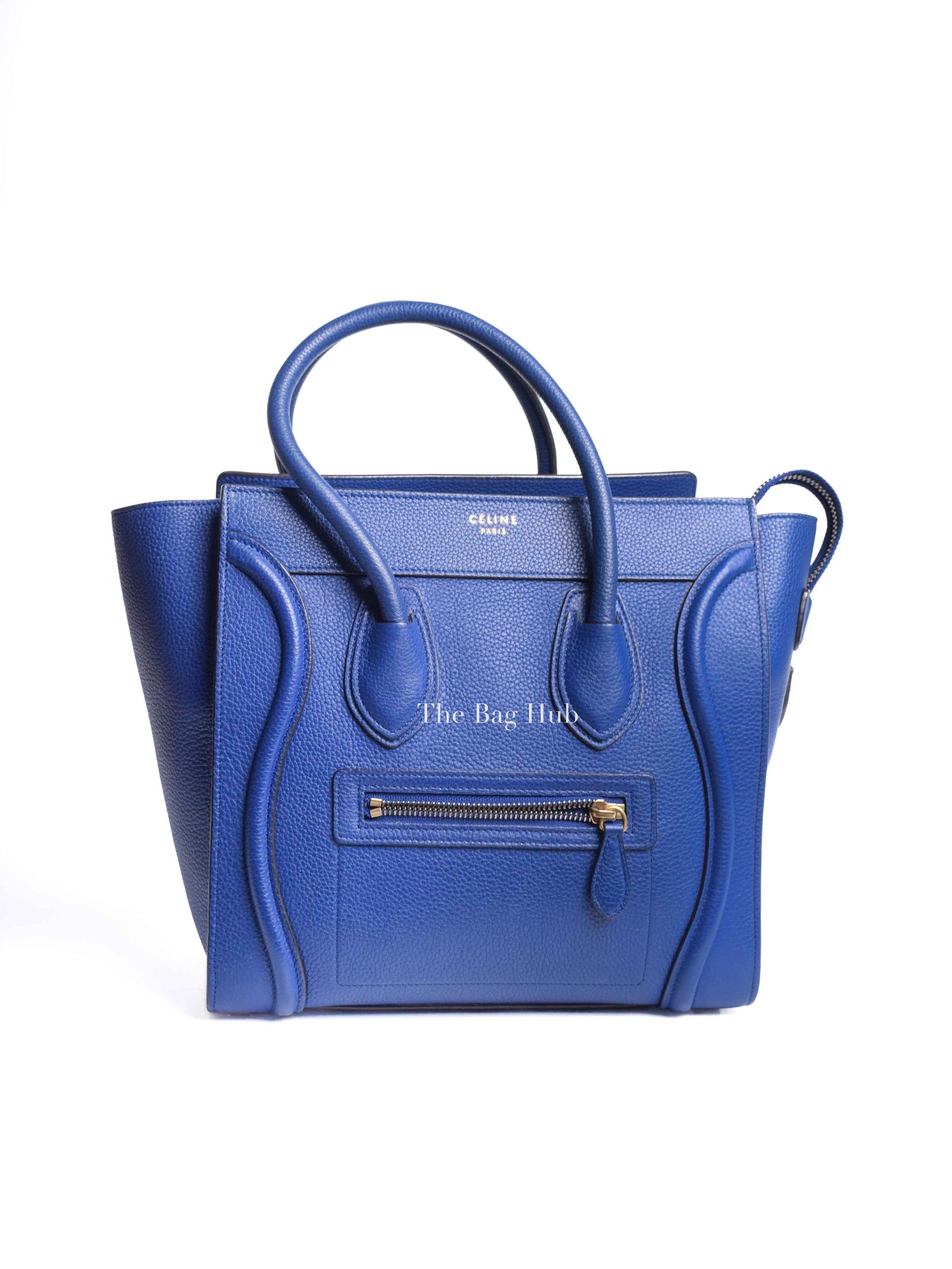 Celine Blue Leather Micro Luggage Tote Bag
