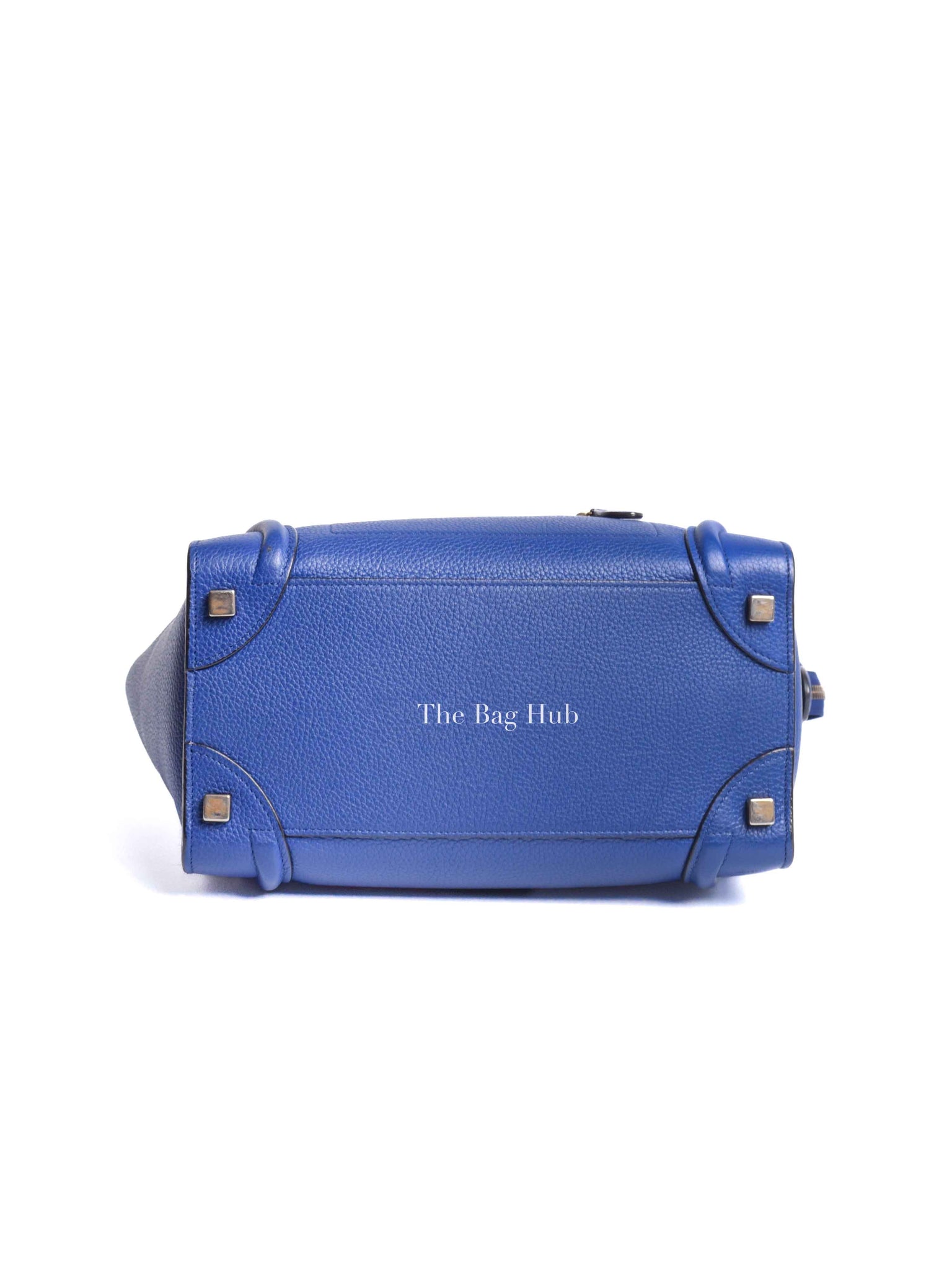 Celine Blue Leather Micro Luggage Tote Bag