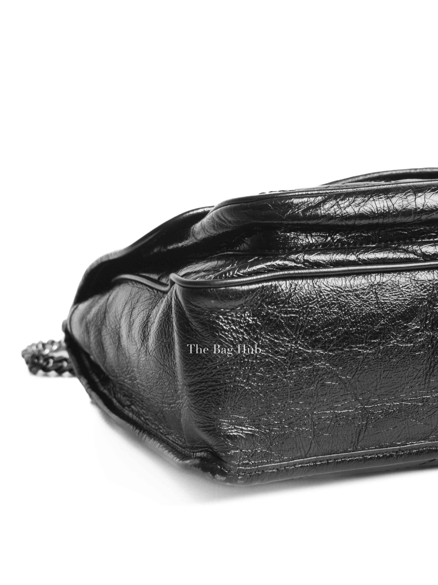 Saint Laurent Black Crinkled Matelasse Monogram Medium Niki Chain Bag