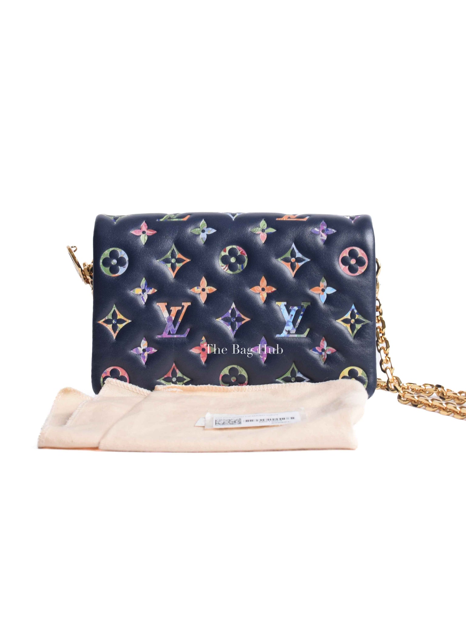 Louis Vuitton Navy Blue Lambskin Monogram Garden Pochette Coussin Mini Bag