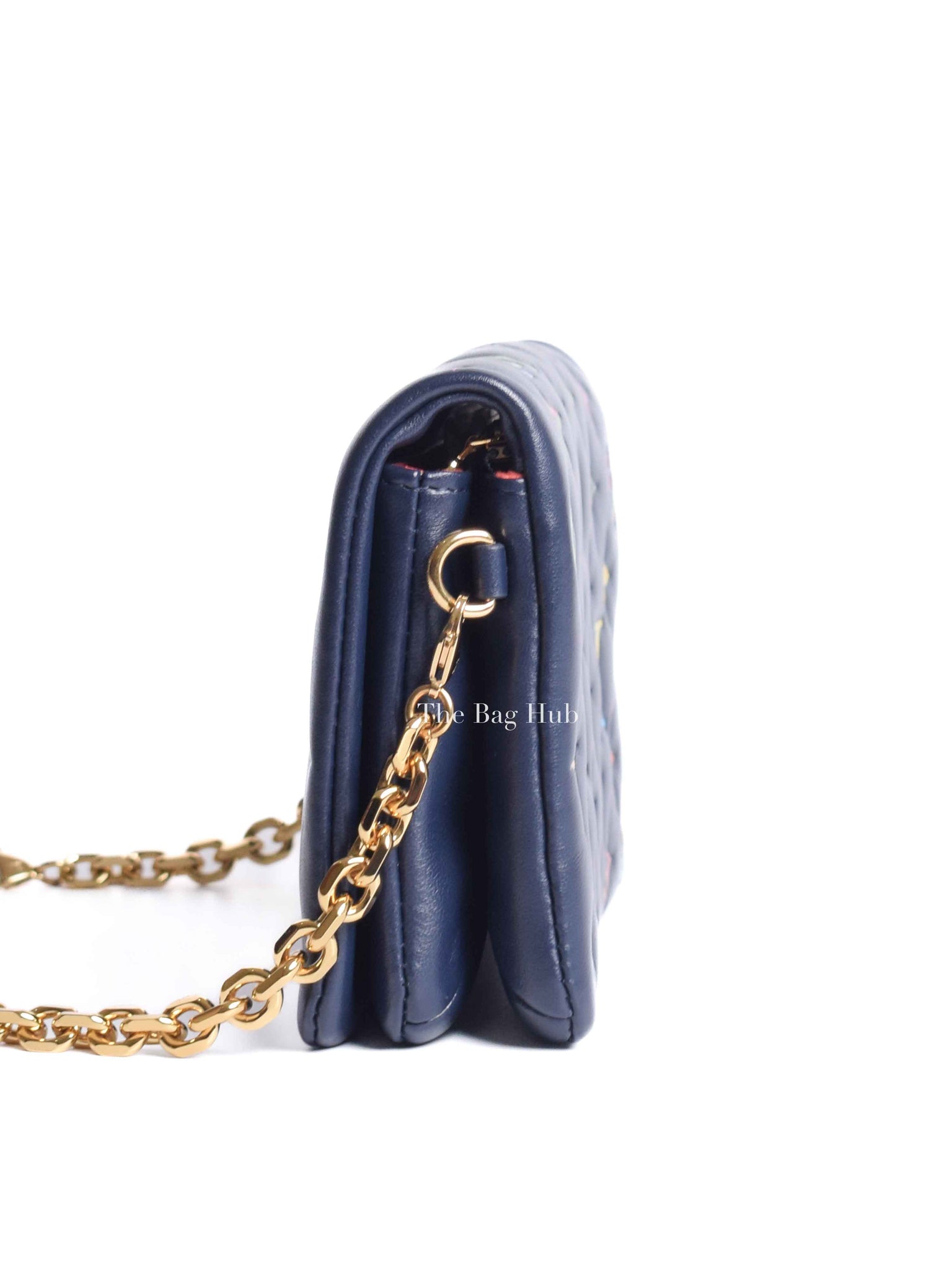 Louis Vuitton Navy Blue Lambskin Monogram Garden Pochette Coussin Mini Bag