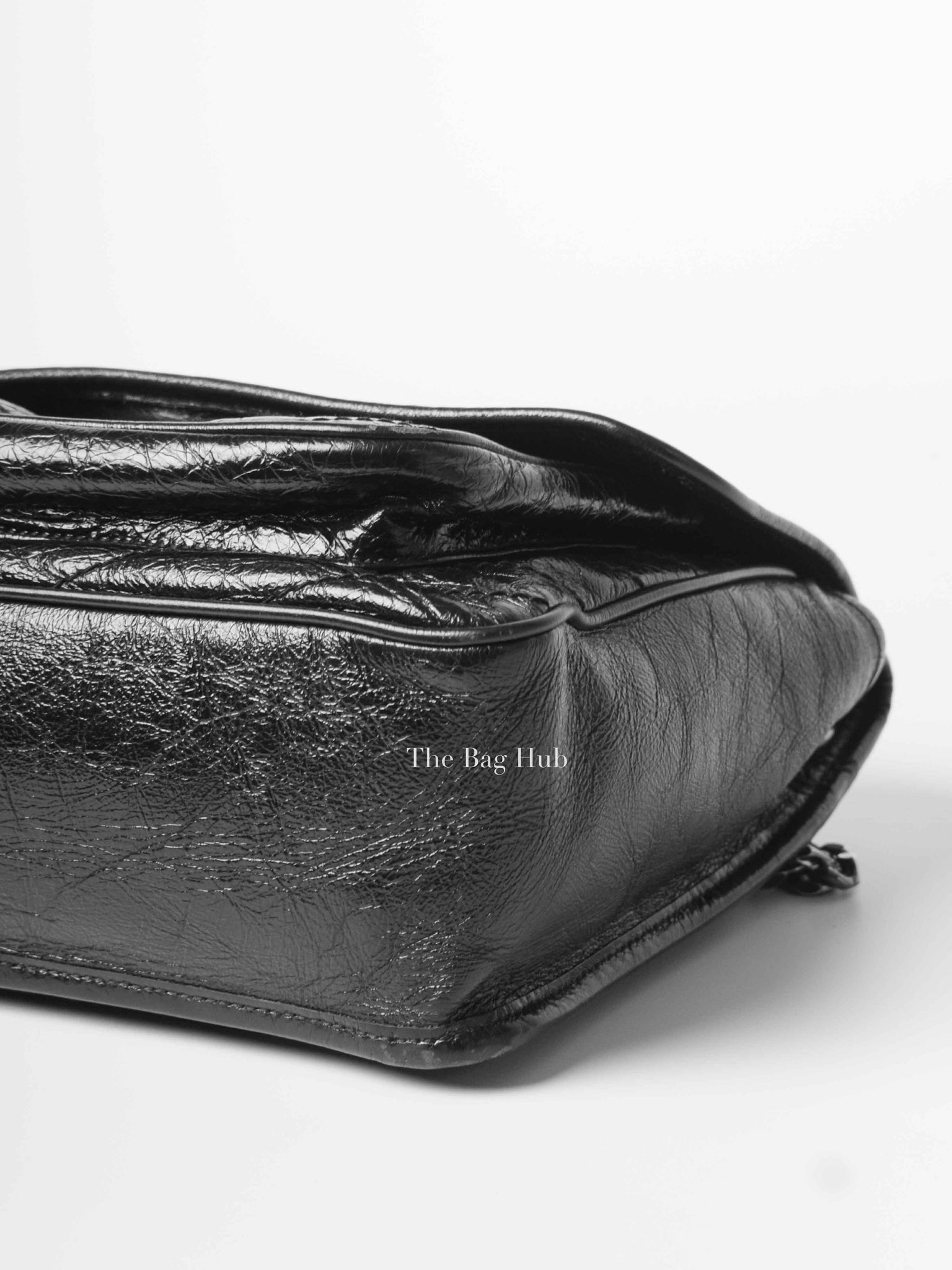 Saint Laurent Black Crinkled Matelasse Monogram Medium Niki Chain Bag