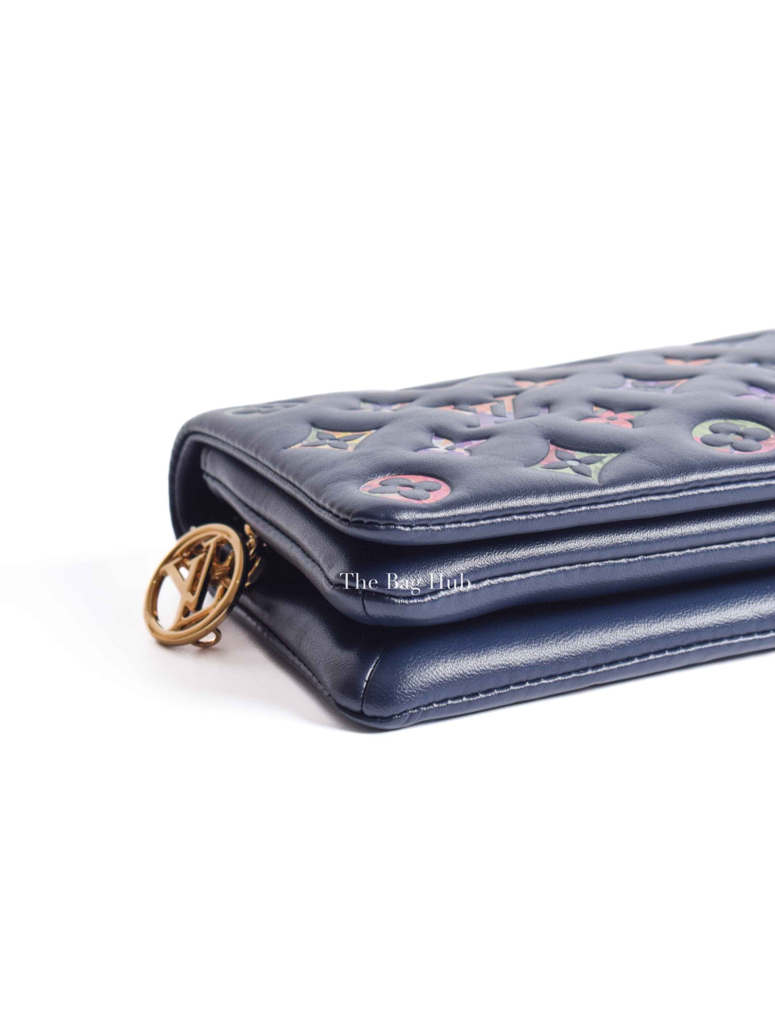 Louis Vuitton Navy Blue Lambskin Monogram Garden Pochette Coussin Mini Bag