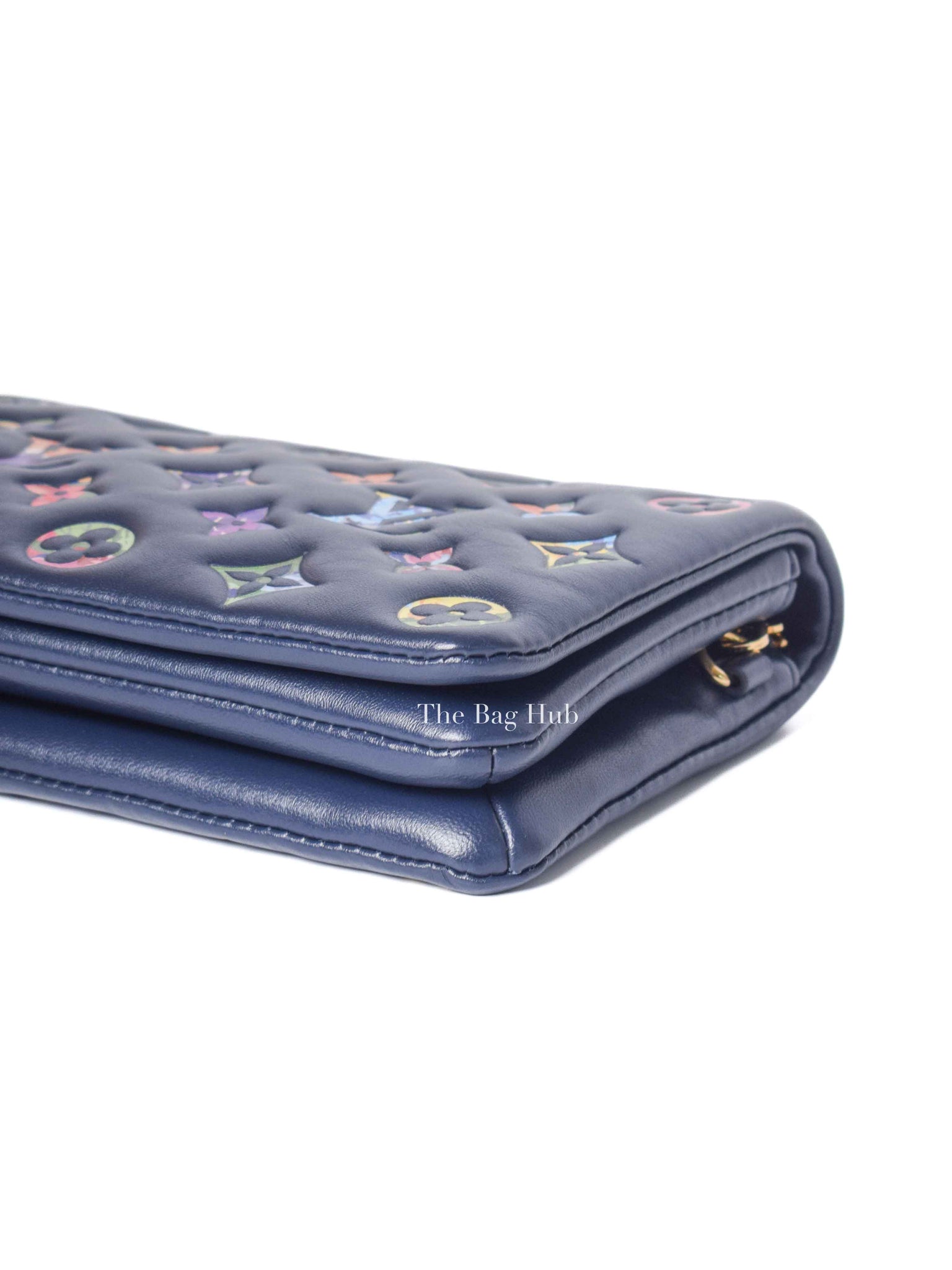 Louis Vuitton Navy Blue Lambskin Monogram Garden Pochette Coussin Mini Bag