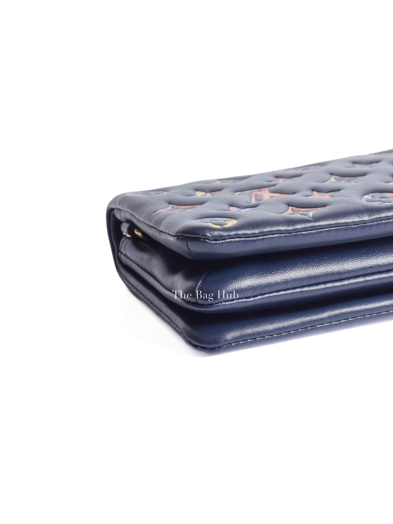 Louis Vuitton Navy Blue Lambskin Monogram Garden Pochette Coussin Mini Bag