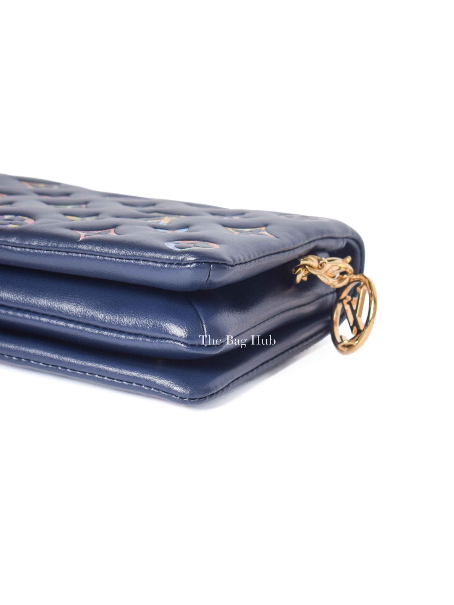 Louis Vuitton Navy Blue Lambskin Monogram Garden Pochette Coussin Mini Bag