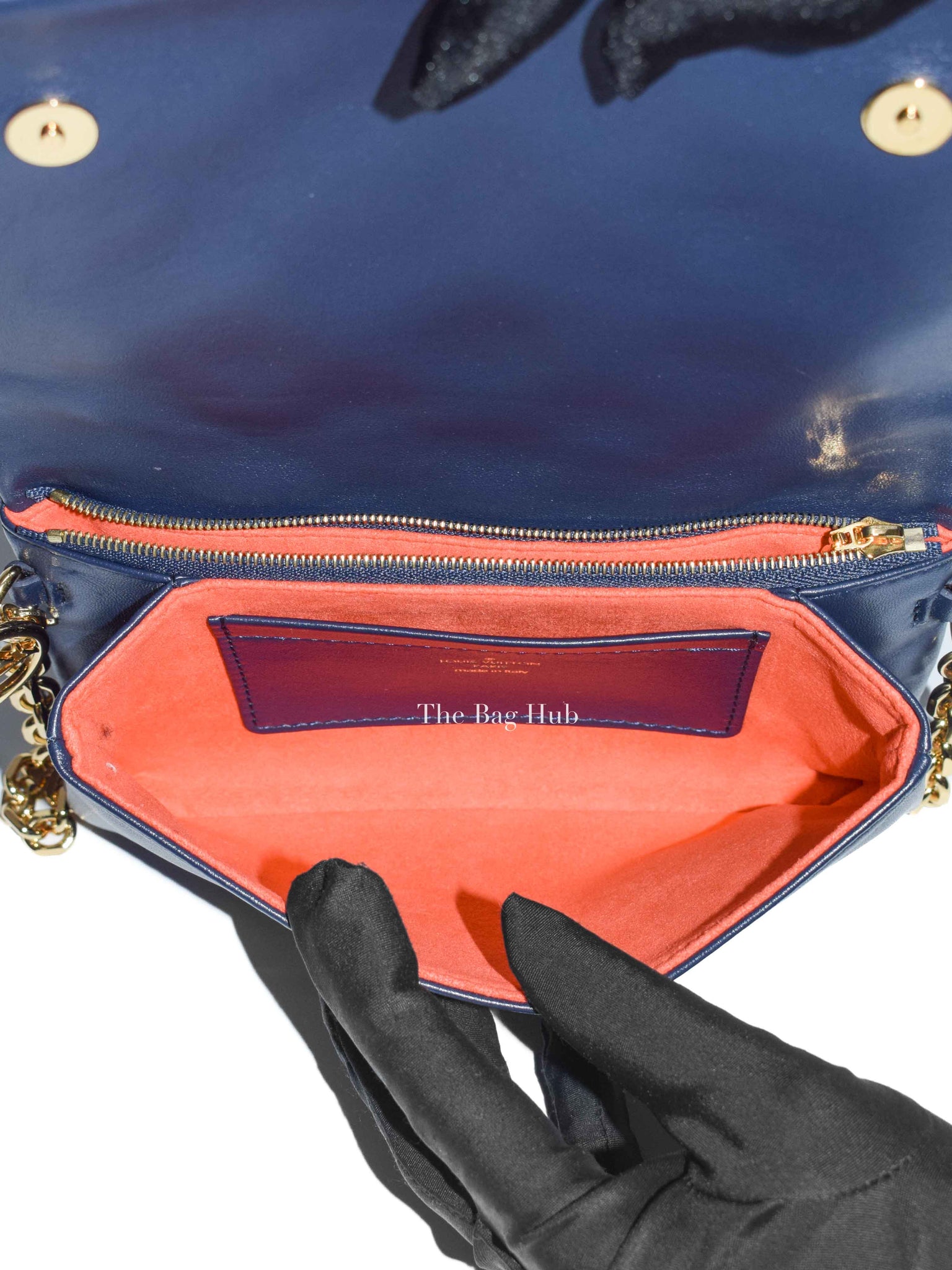 Louis Vuitton Navy Blue Lambskin Monogram Garden Pochette Coussin Mini Bag