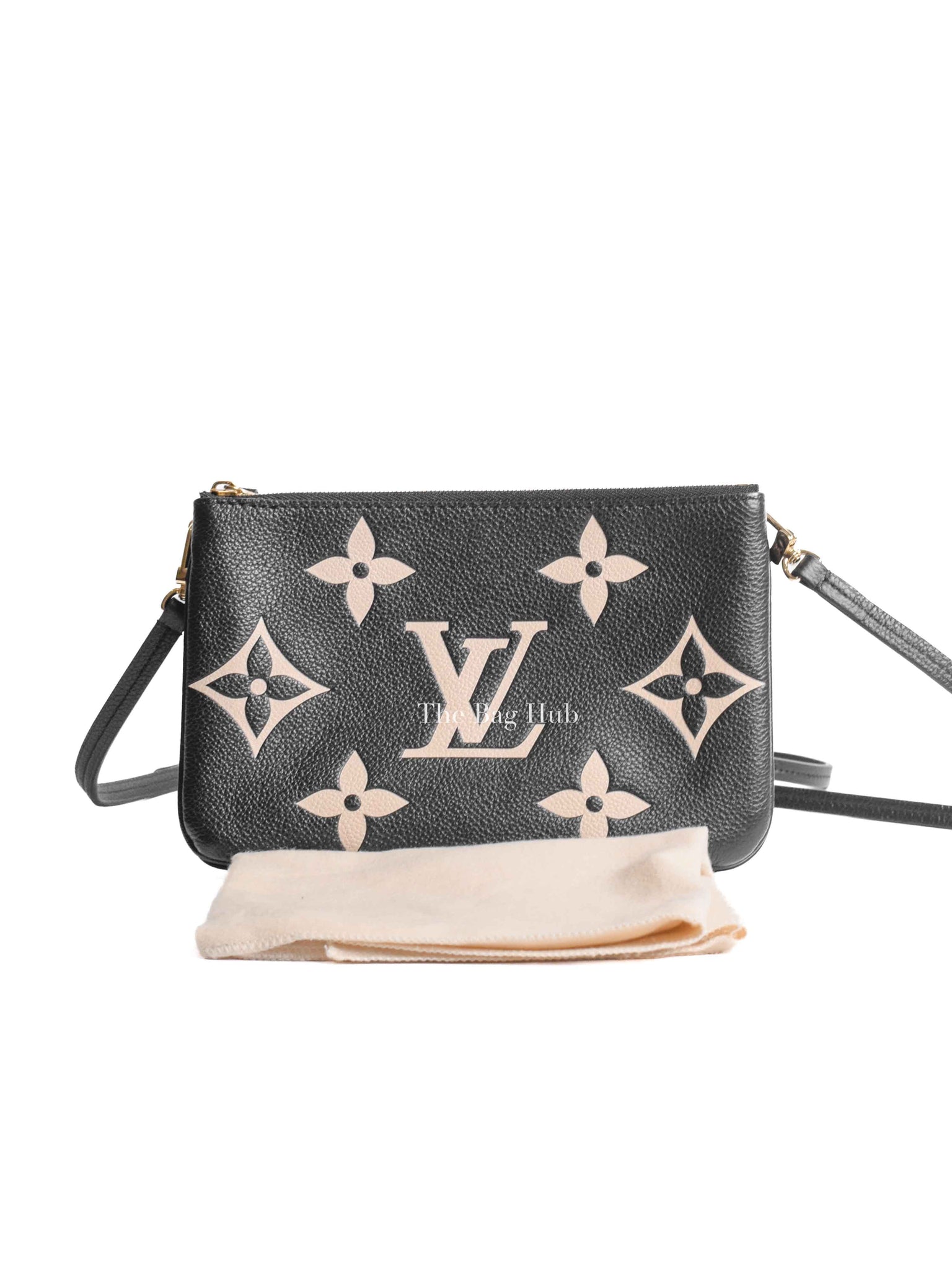 Louis Vuitton Black/Cream Empreinte Monogram Giant Double Zip Pochette