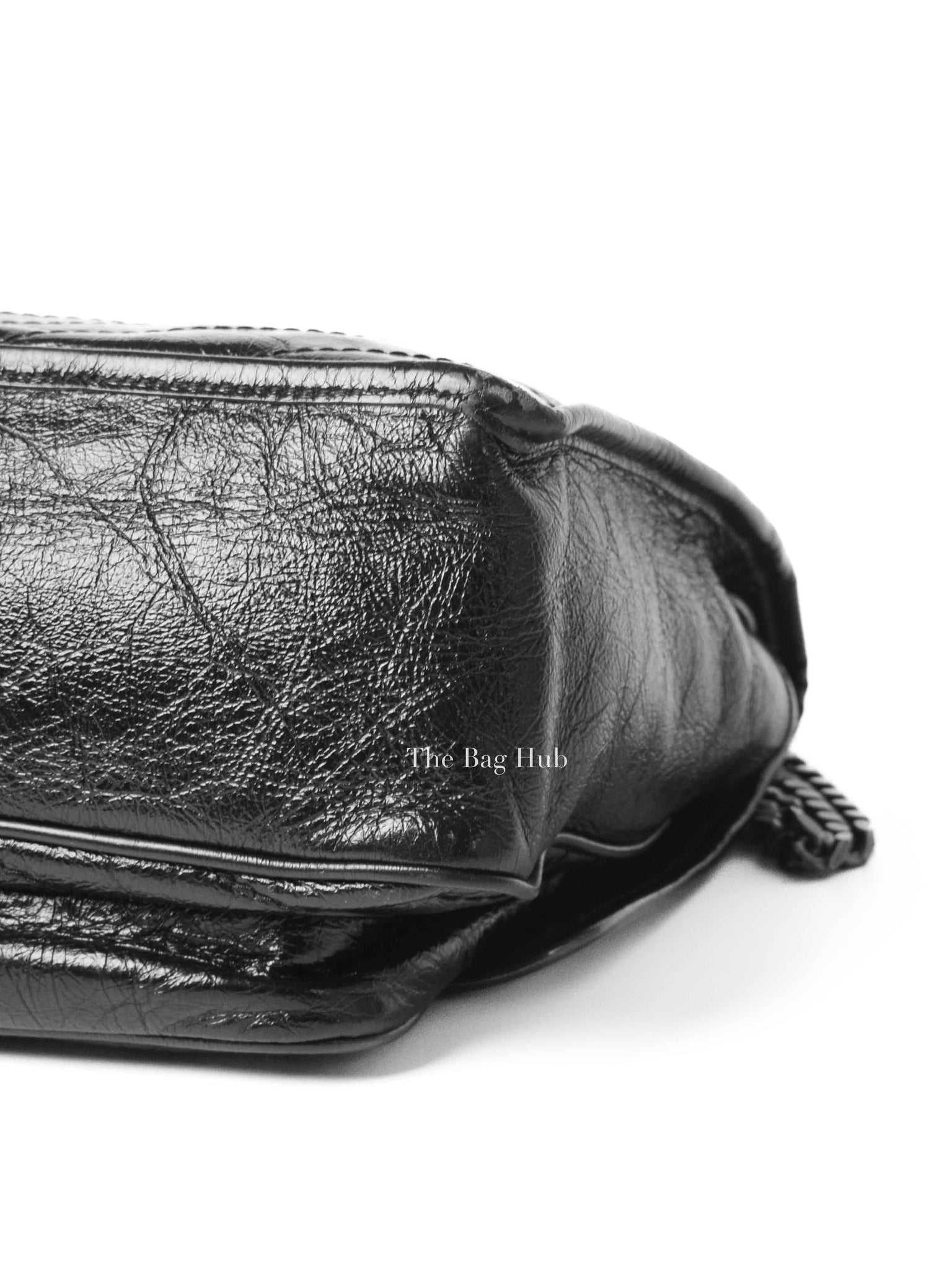 Saint Laurent Black Crinkled Matelasse Monogram Medium Niki Chain Bag