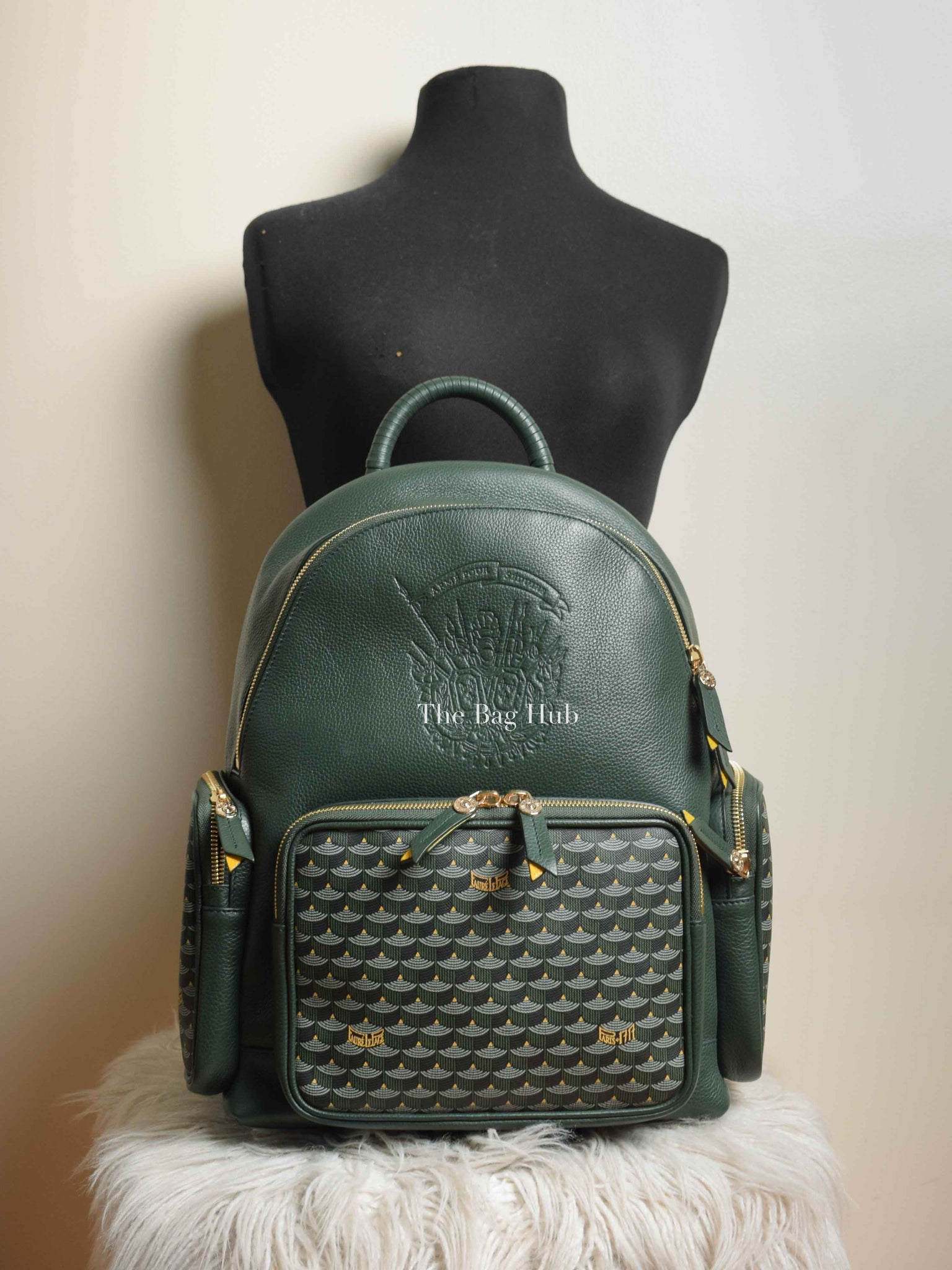 Faure Le Page Green Leather Back Up 21 Backpack