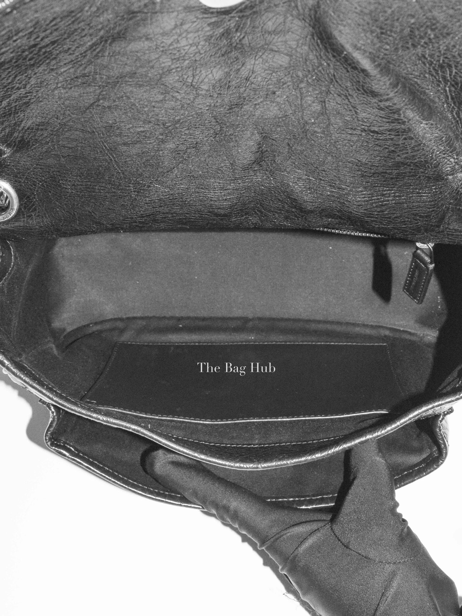 Saint Laurent Black Crinkled Matelasse Monogram Medium Niki Chain Bag