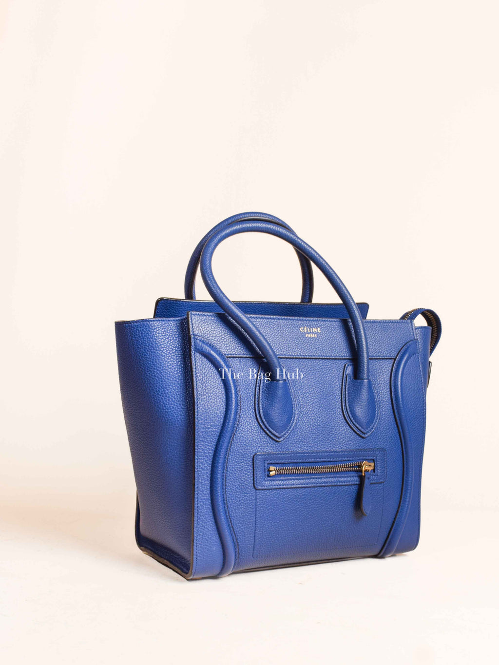 Celine Blue Leather Micro Luggage Tote Bag