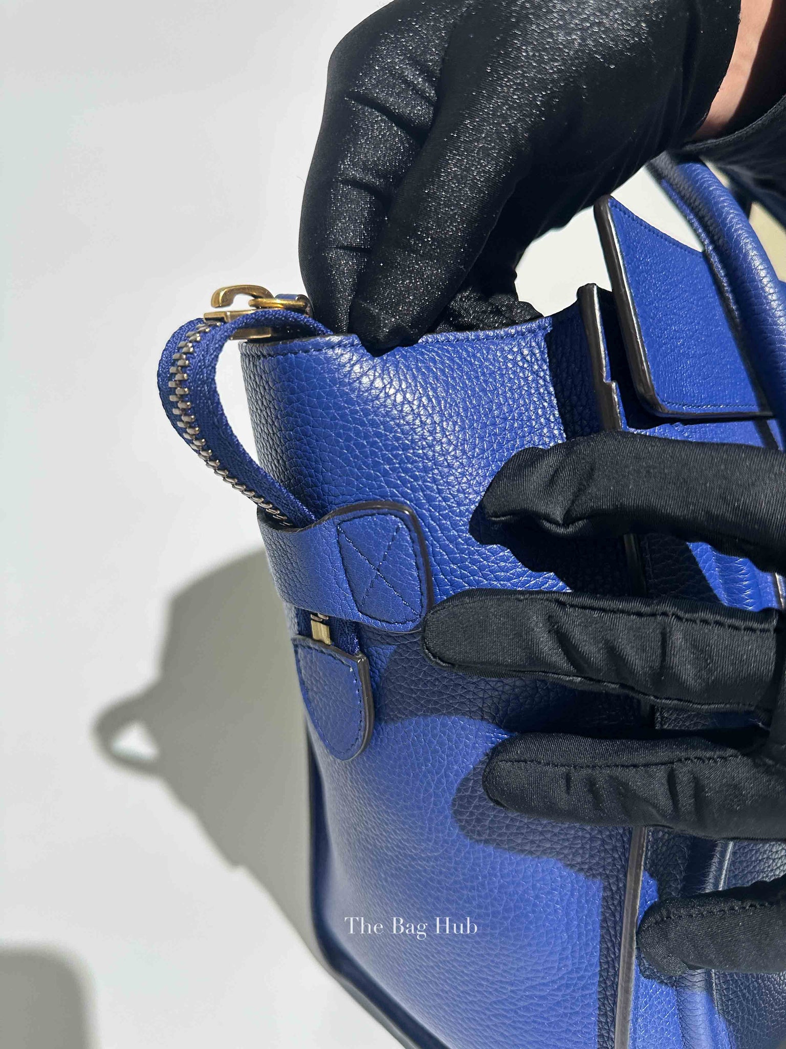 Celine Blue Leather Micro Luggage Tote Bag