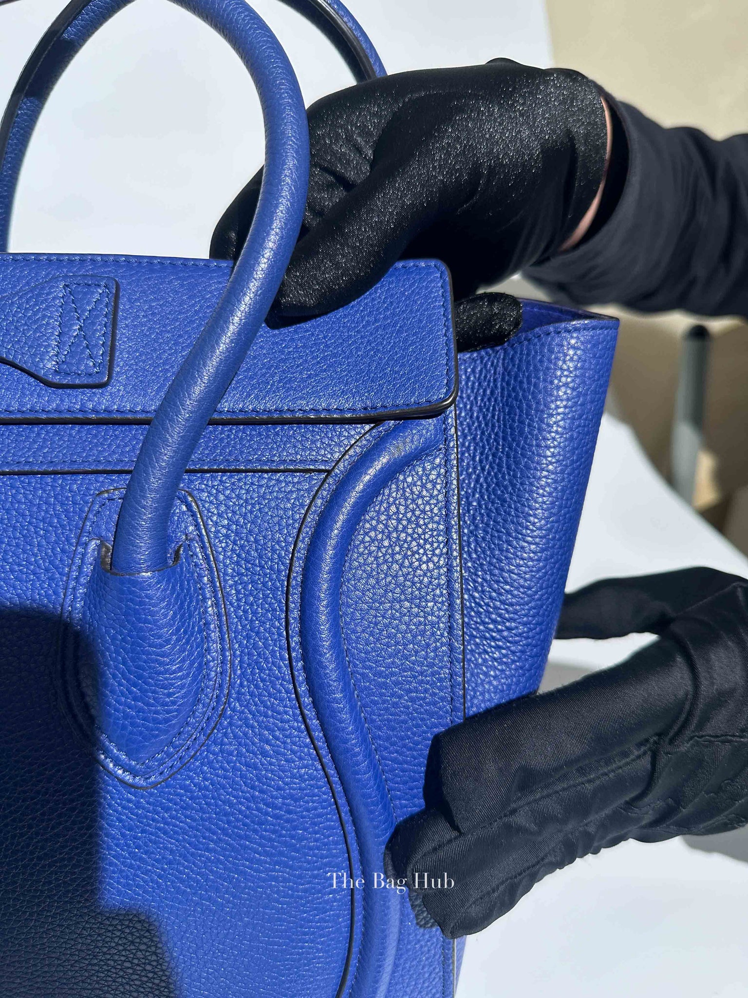 Celine Blue Leather Micro Luggage Tote Bag