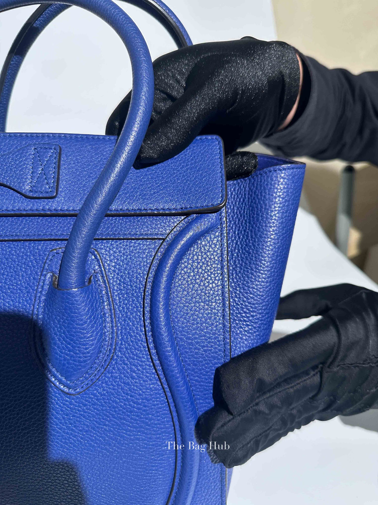 Celine Blue Leather Micro Luggage Tote Bag