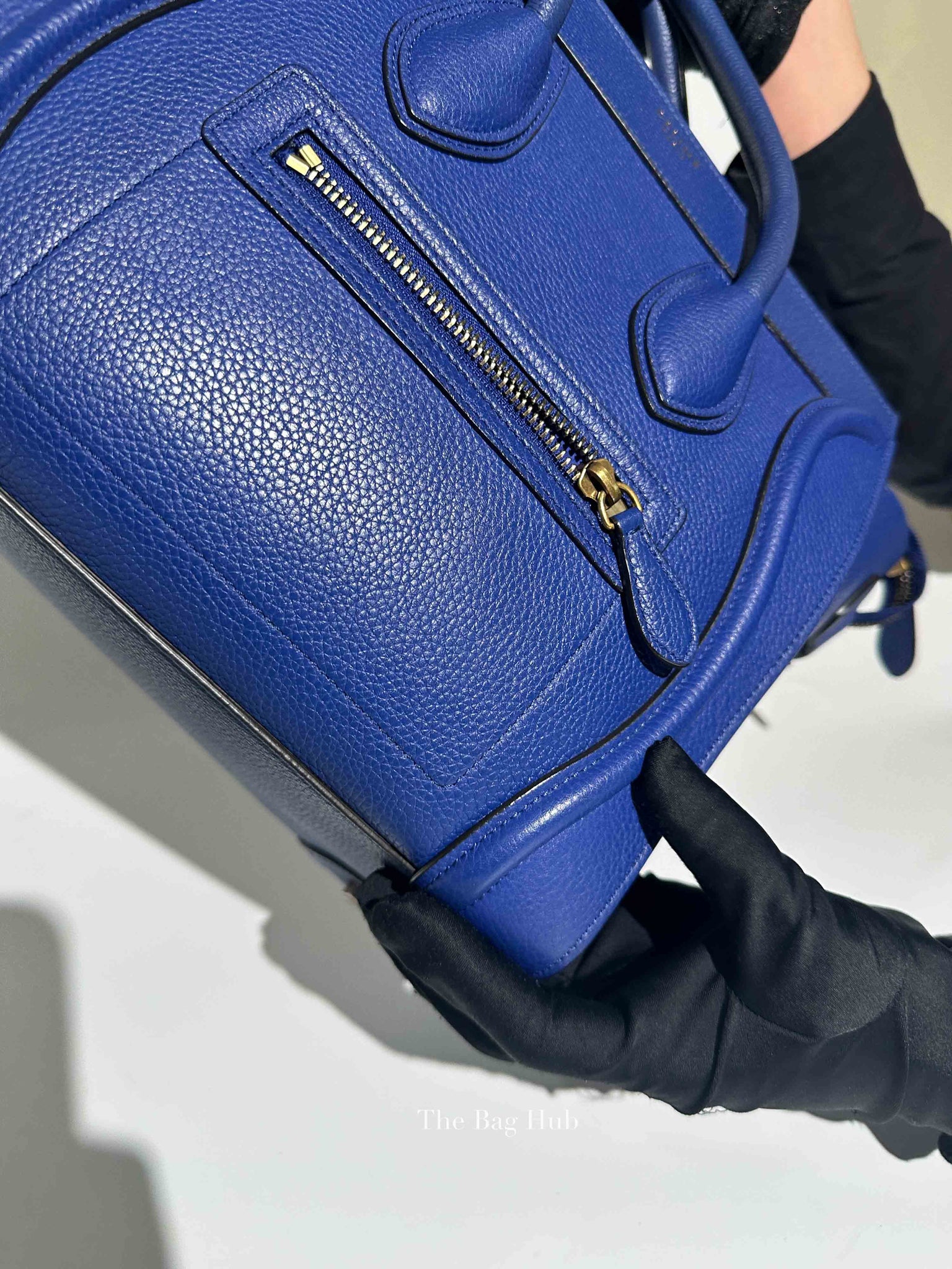 Celine Blue Leather Micro Luggage Tote Bag