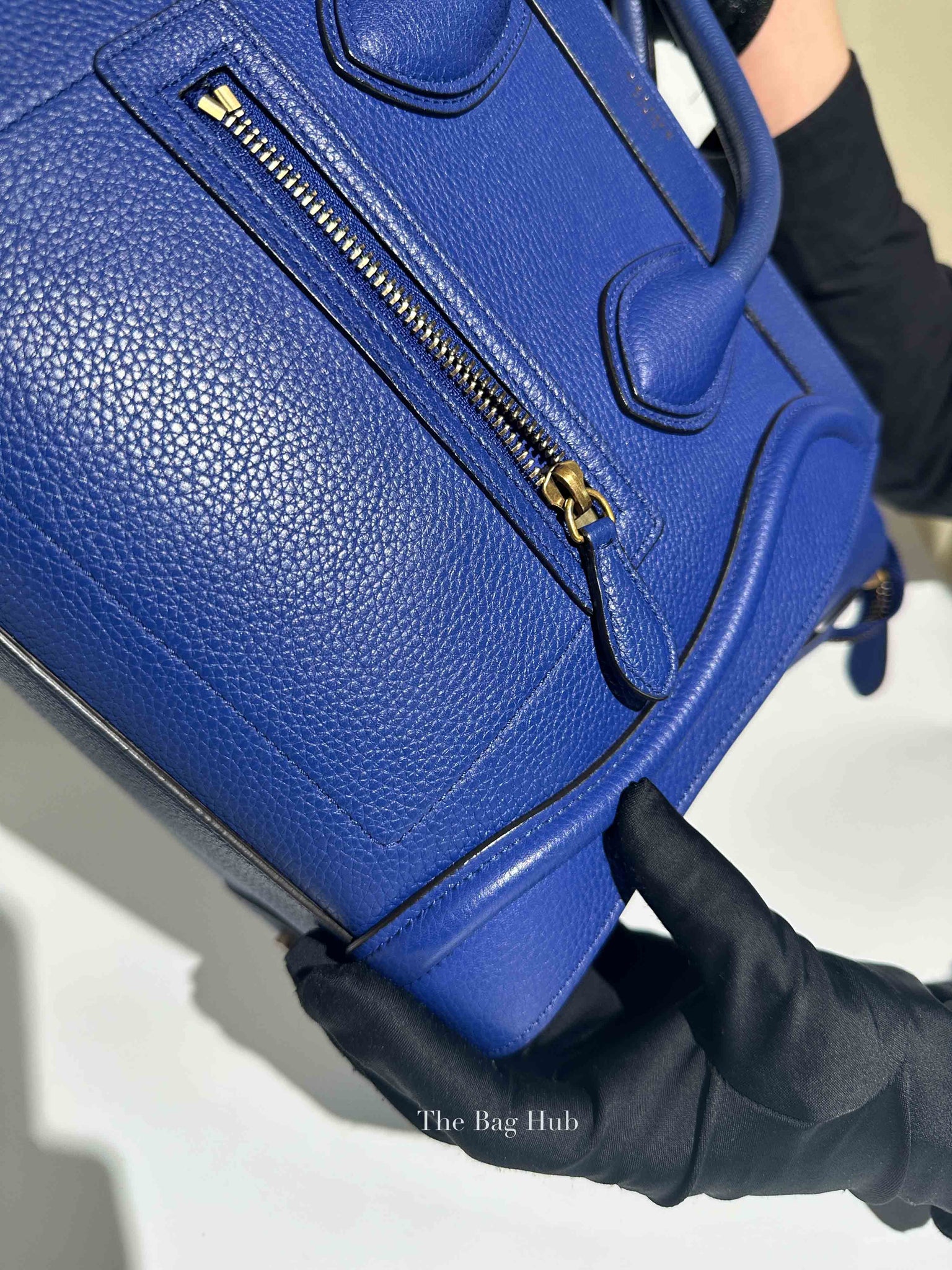 Celine Blue Leather Micro Luggage Tote Bag