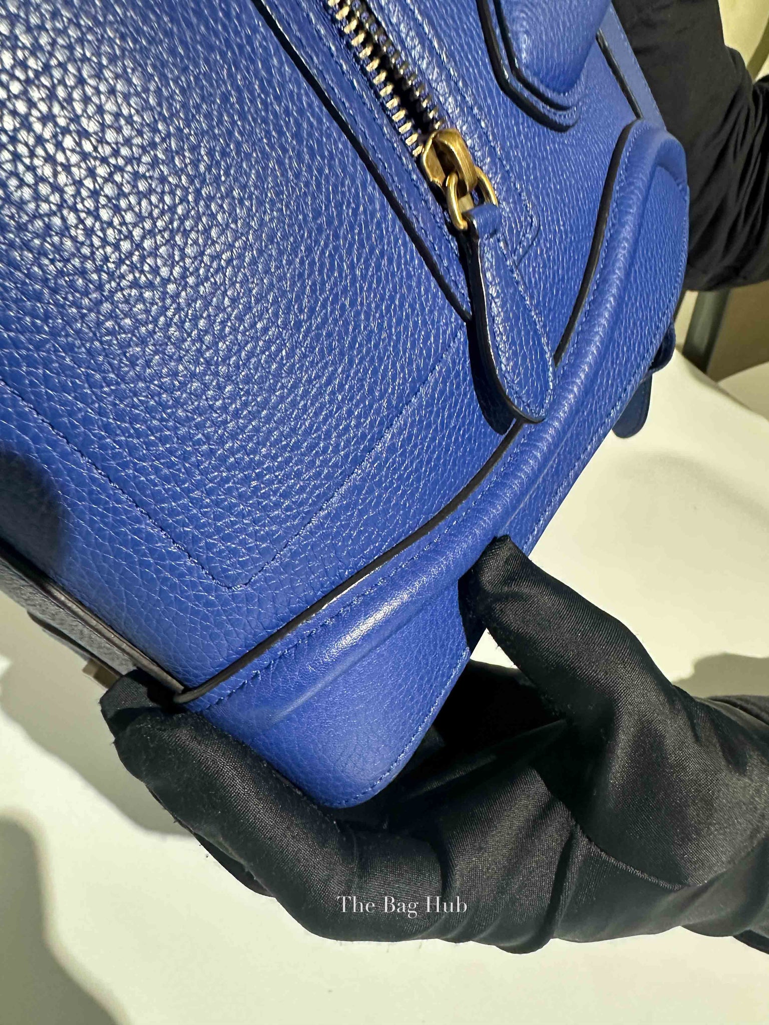 Celine Blue Leather Micro Luggage Tote Bag