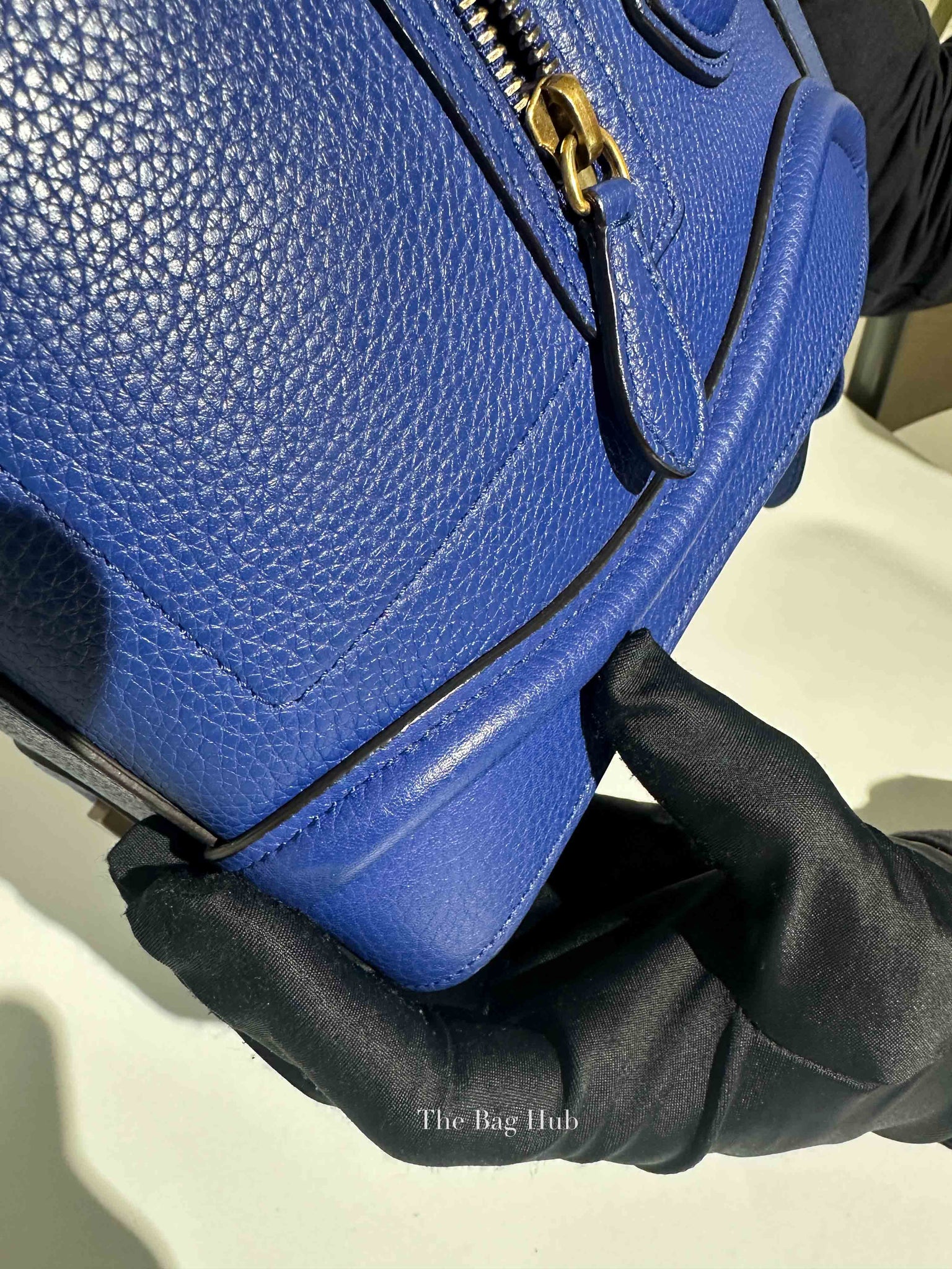Celine Blue Leather Micro Luggage Tote Bag