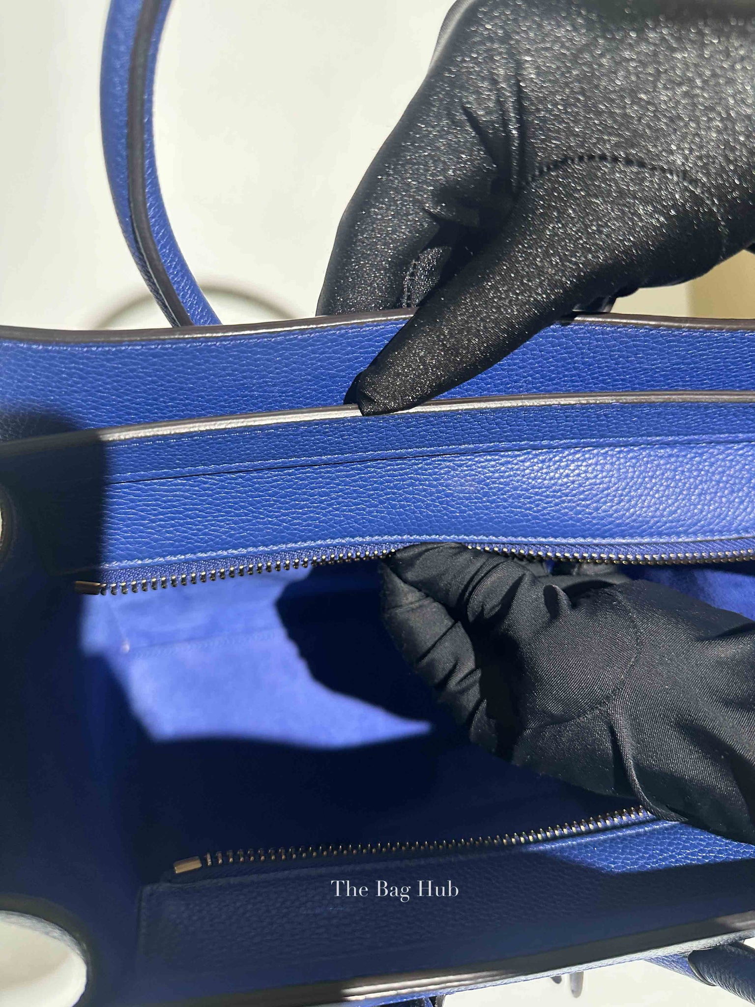 Celine Blue Leather Micro Luggage Tote Bag