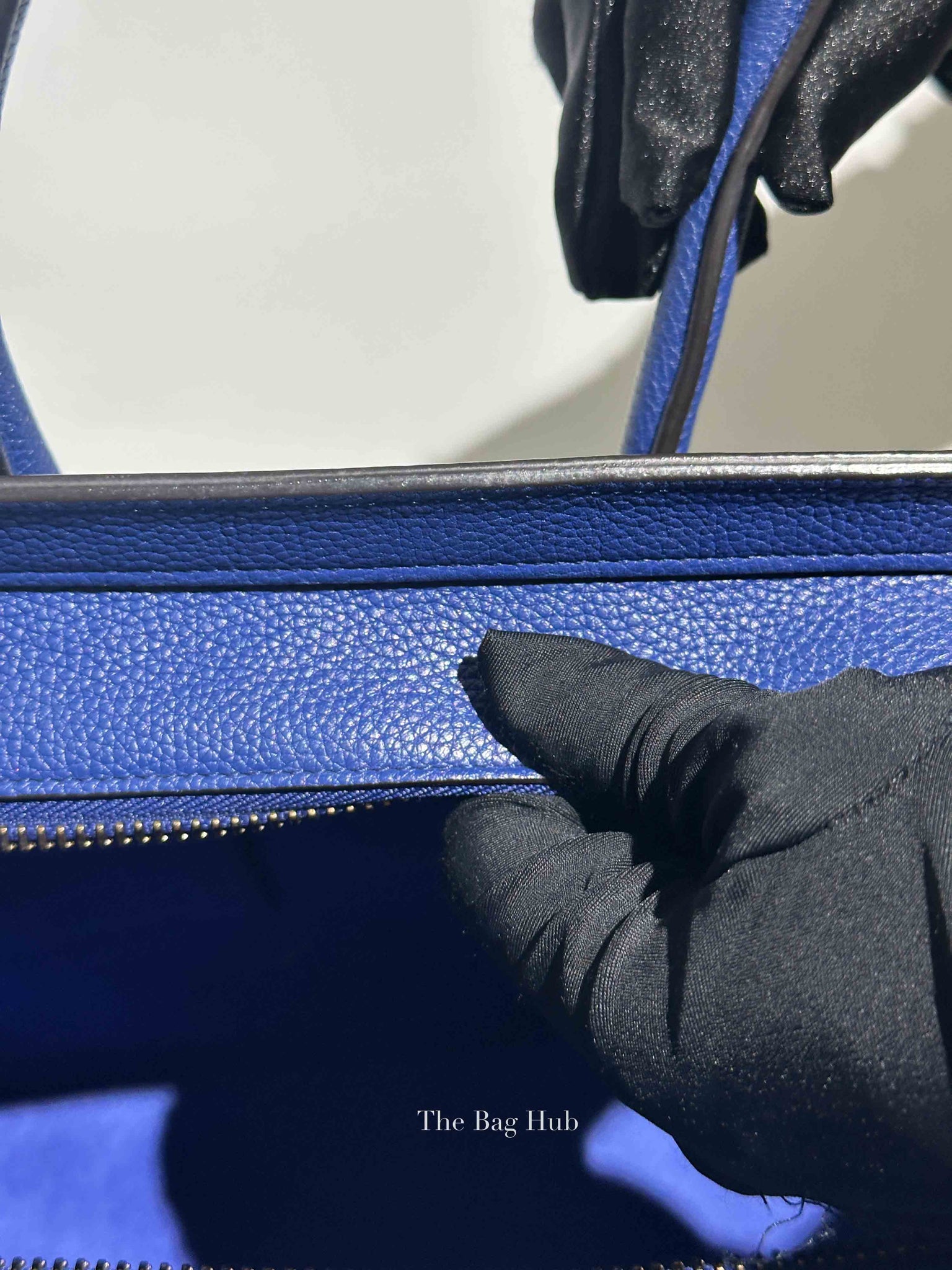 Celine Blue Leather Micro Luggage Tote Bag