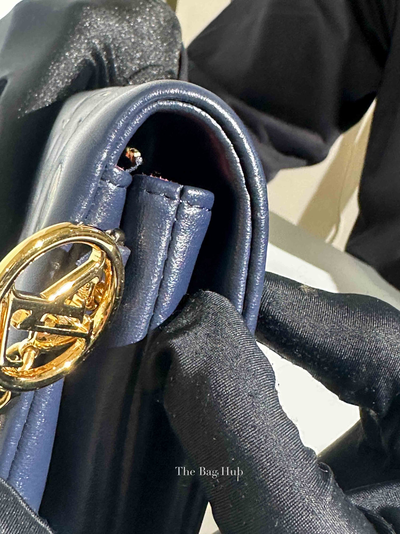 Louis Vuitton Navy Blue Lambskin Monogram Garden Pochette Coussin Mini Bag