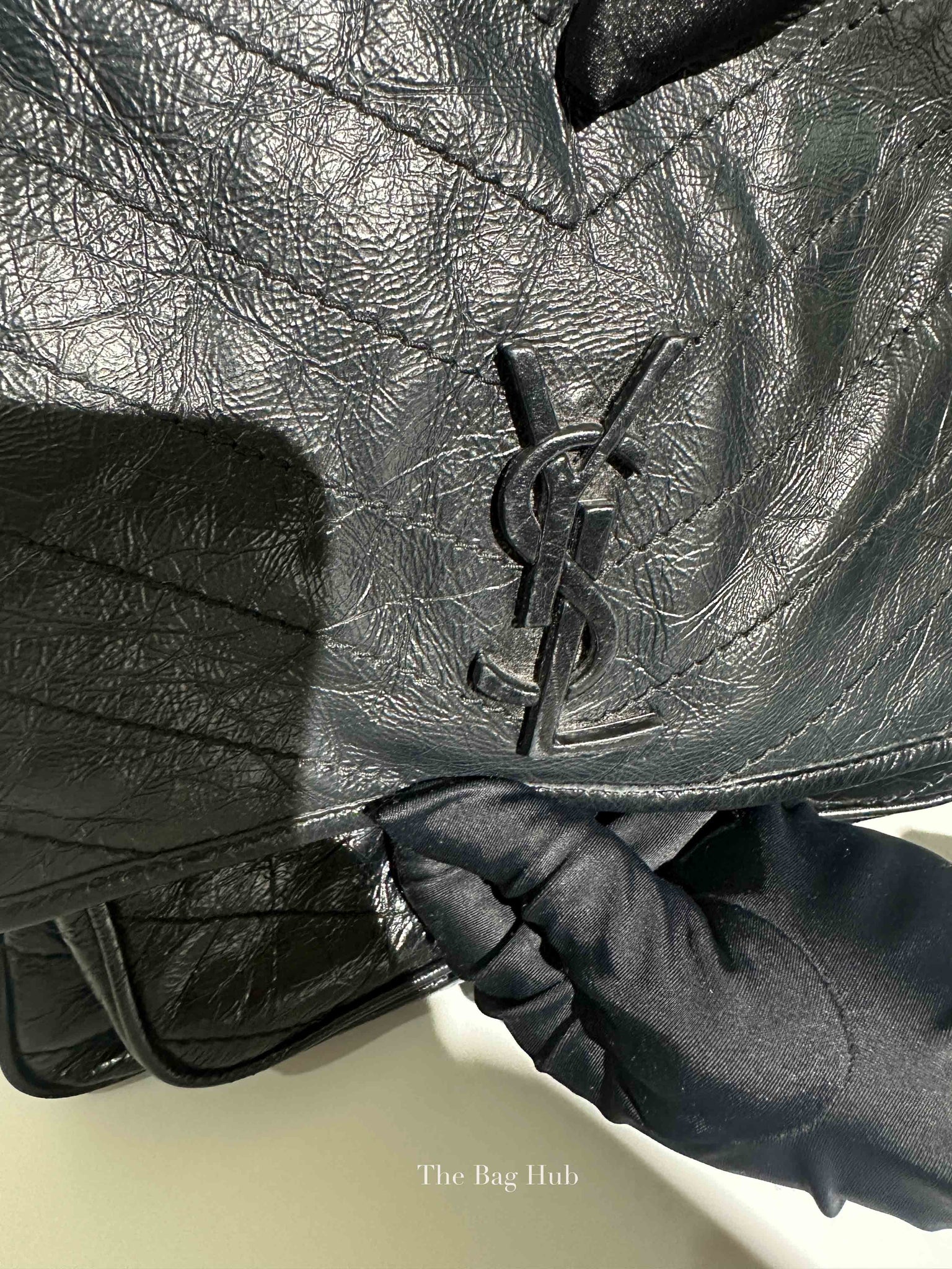 Saint Laurent Black Crinkled Matelasse Monogram Medium Niki Chain Bag