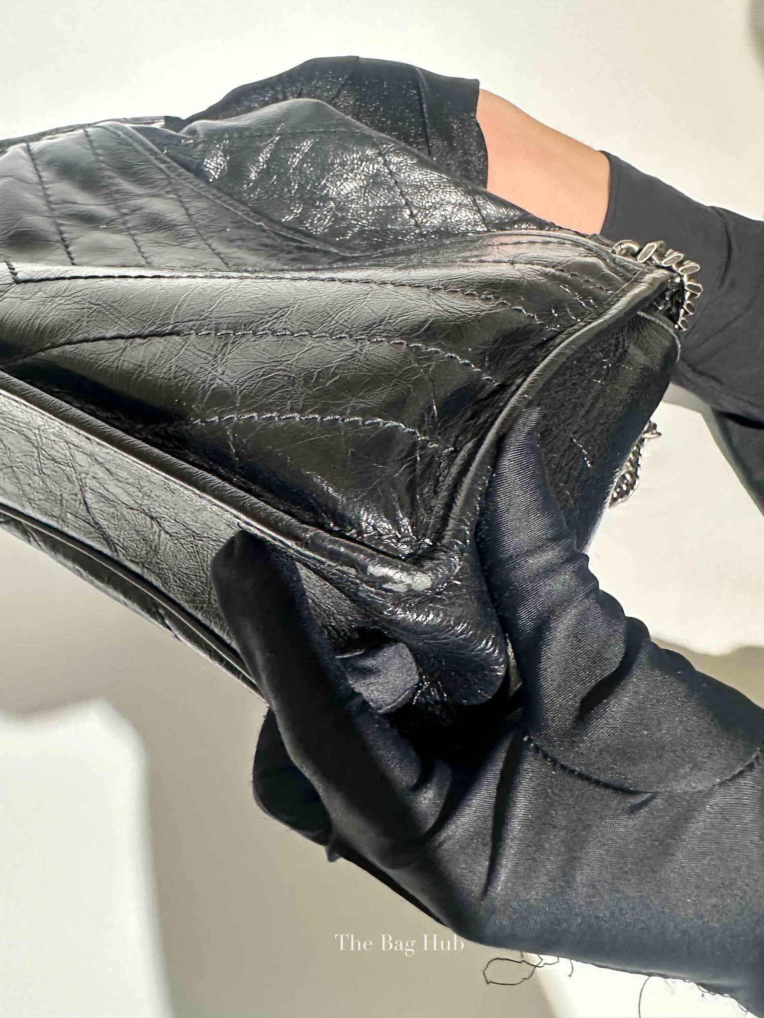 Saint Laurent Black Crinkled Matelasse Monogram Medium Niki Chain Bag