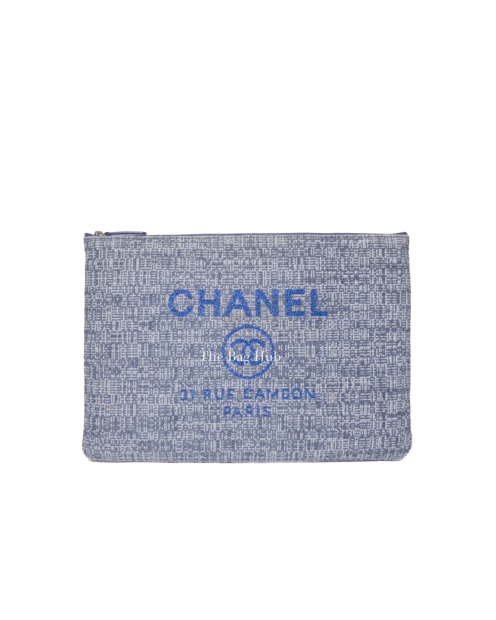 Chanel Blue Tweed Deauville Clutch Bag