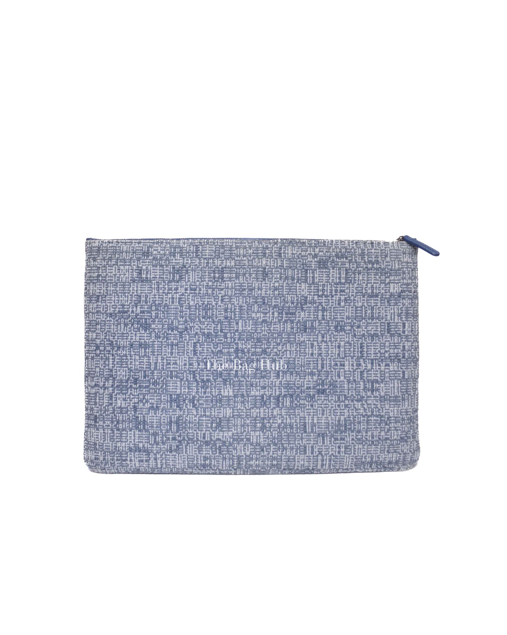 Chanel Blue Tweed Deauville Clutch Bag