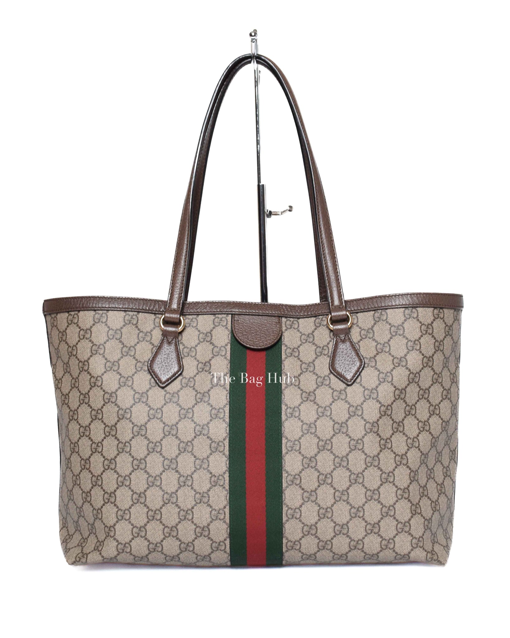 Gucci Beige/Ebony GG Canvas Web Ophidia Medium Tote Bag