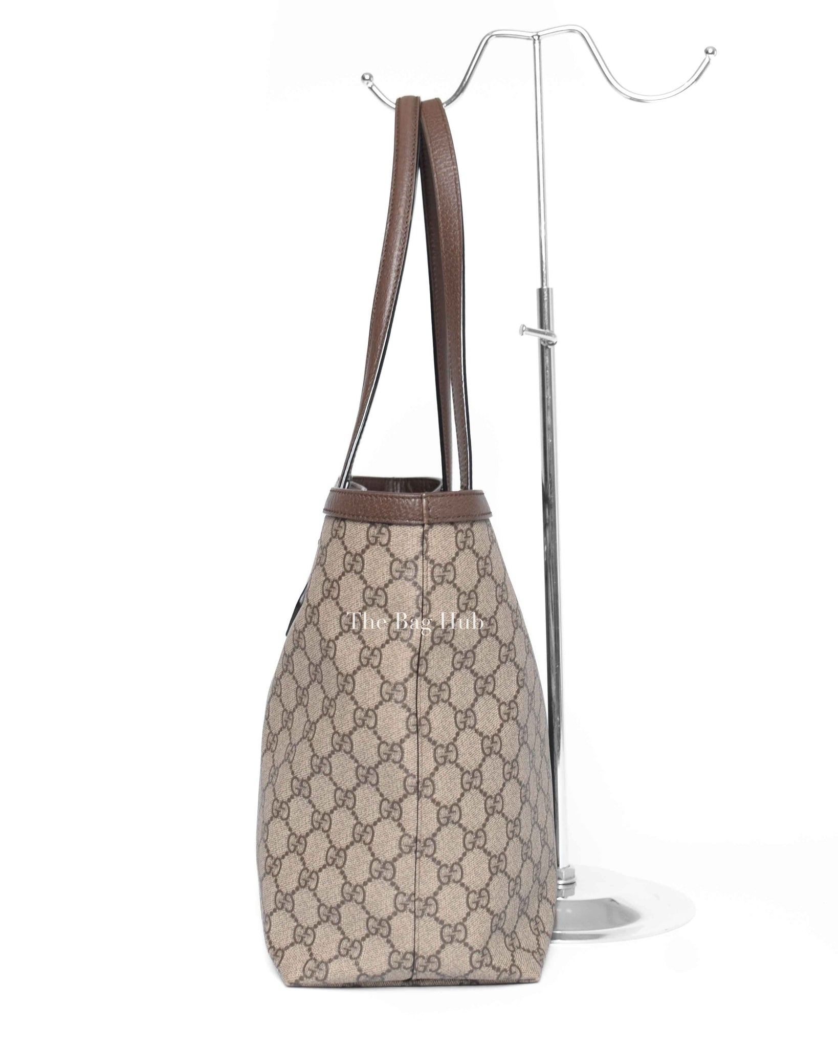 Gucci Beige/Ebony GG Canvas Web Ophidia Medium Tote Bag