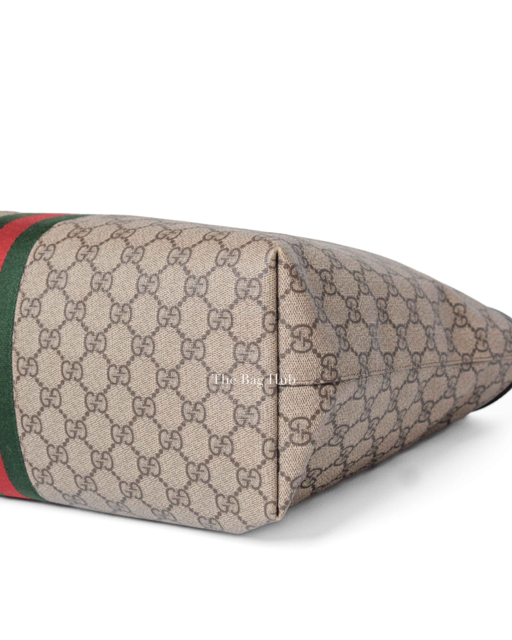 Gucci Beige/Ebony GG Canvas Web Ophidia Medium Tote Bag