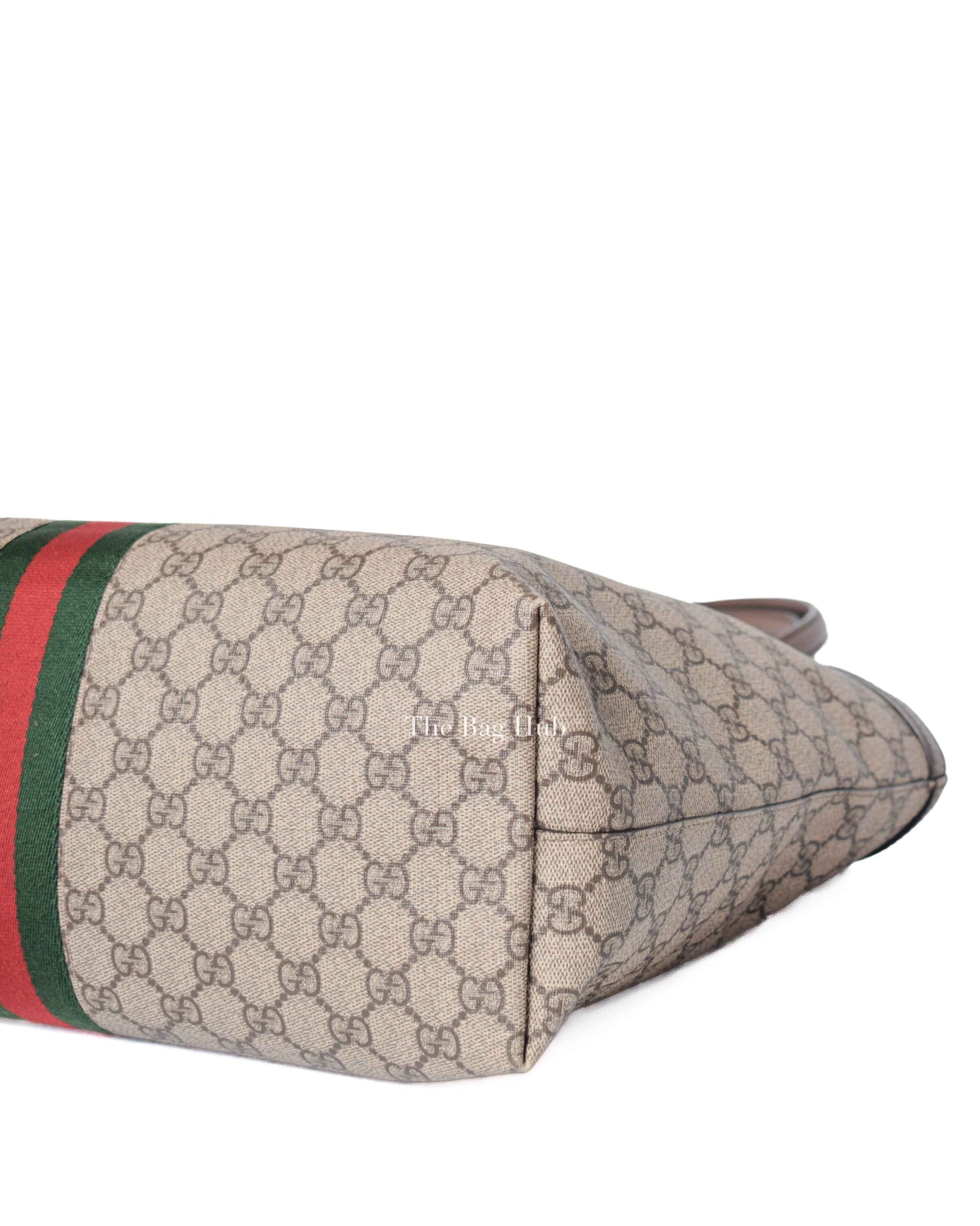 Gucci Beige/Ebony GG Canvas Web Ophidia Medium Tote Bag