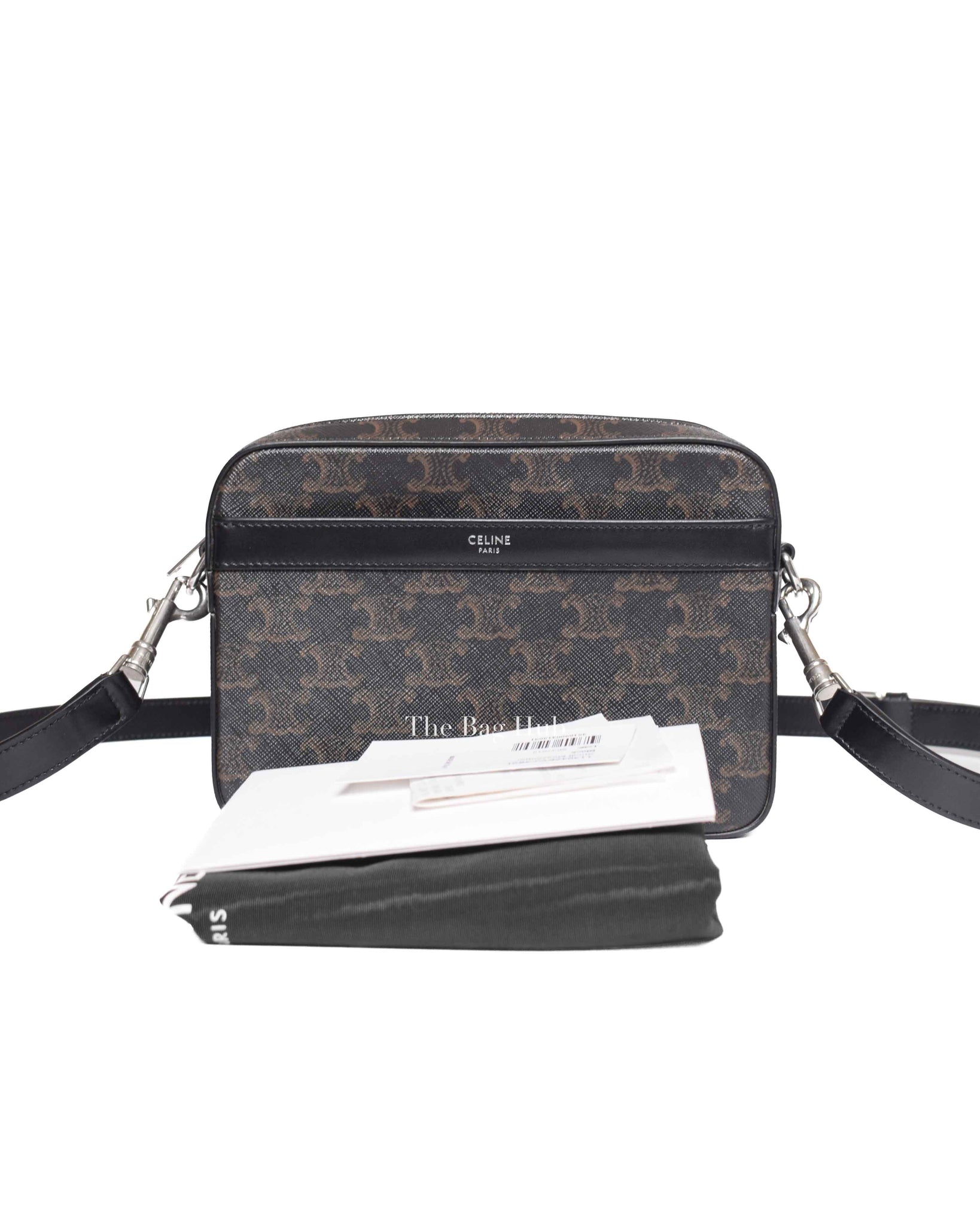 Celine Black Triomphe Canvas/Calfskin Small Messenger Bag