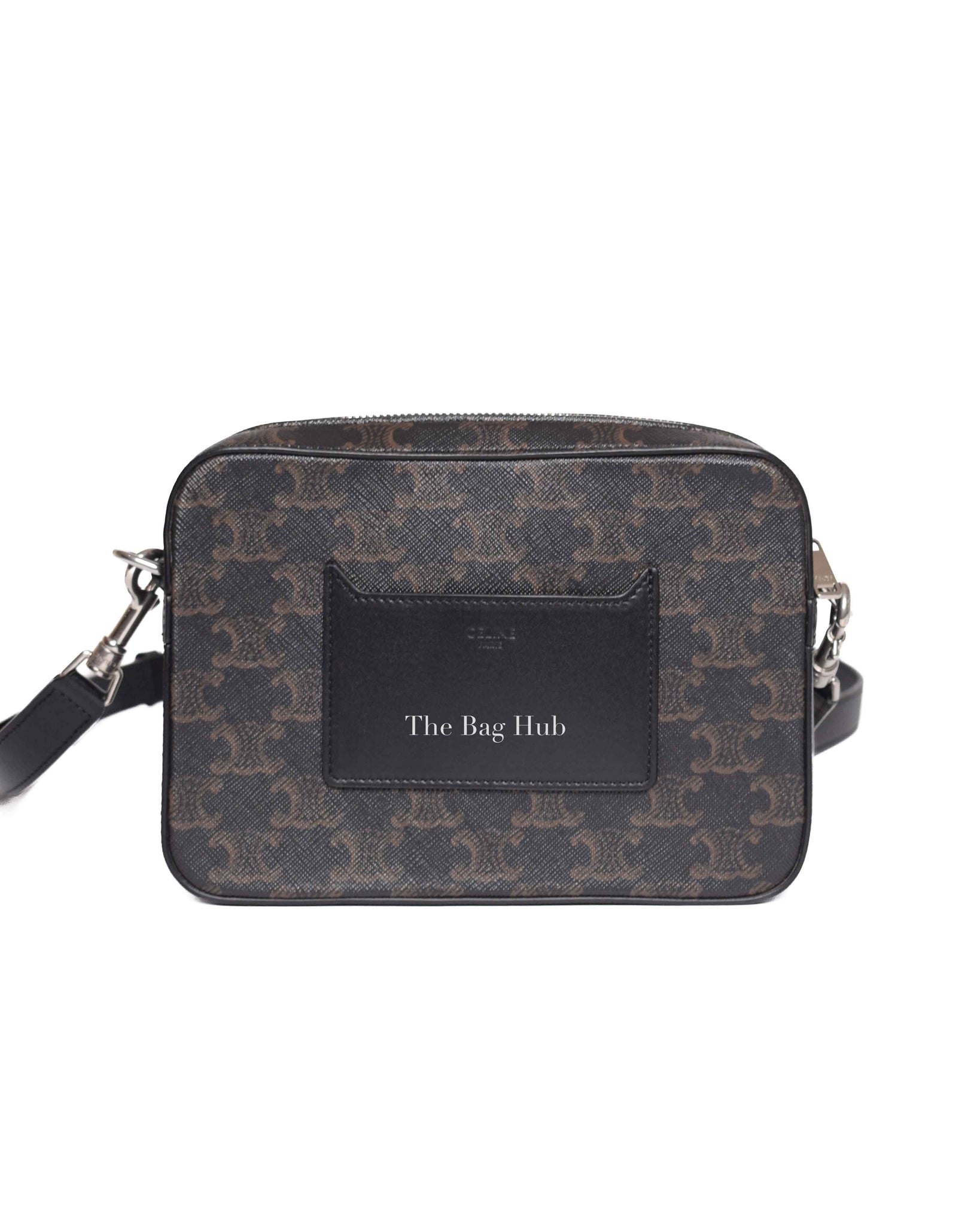 Celine Black Triomphe Canvas/Calfskin Small Messenger Bag