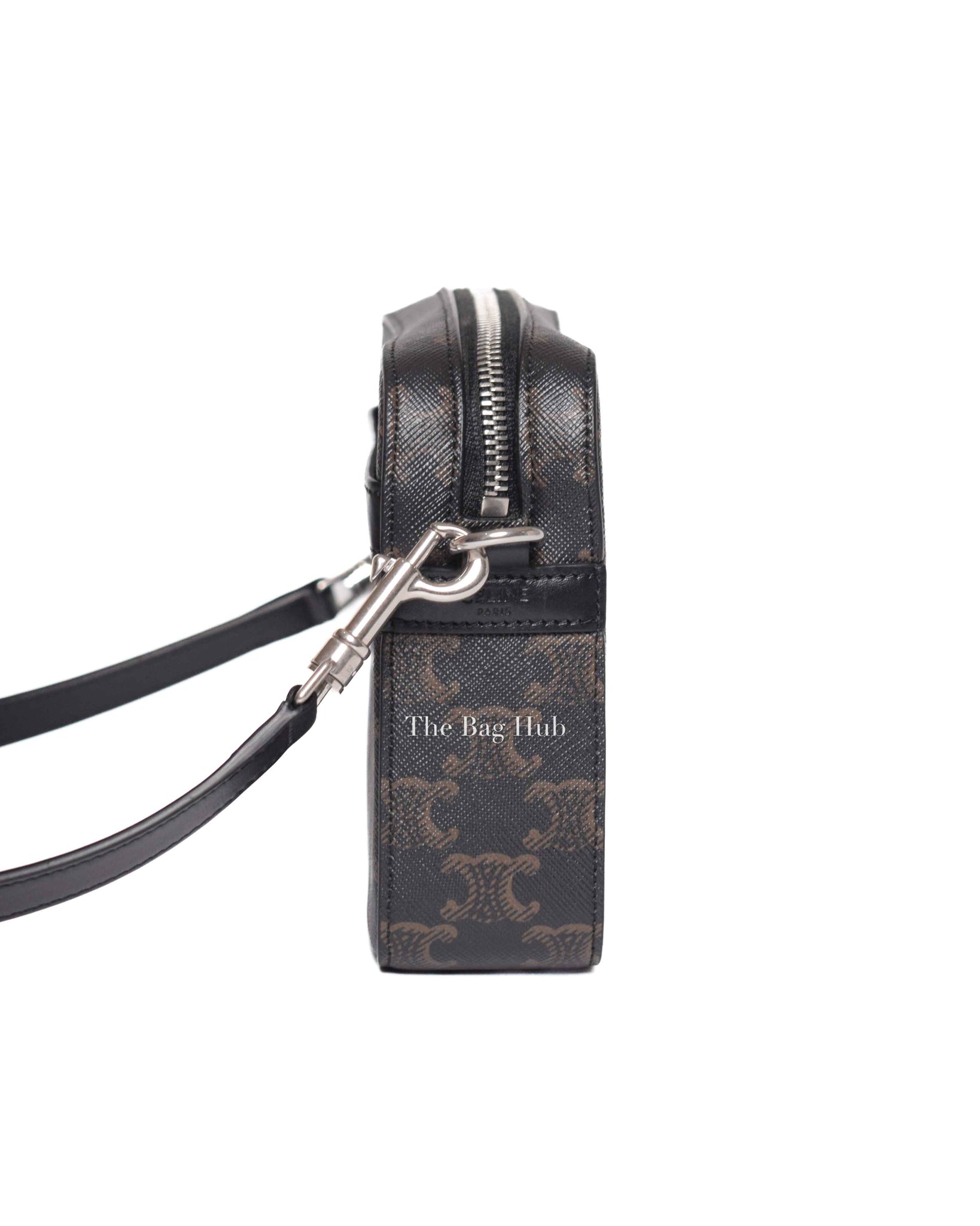 Celine Black Triomphe Canvas/Calfskin Small Messenger Bag