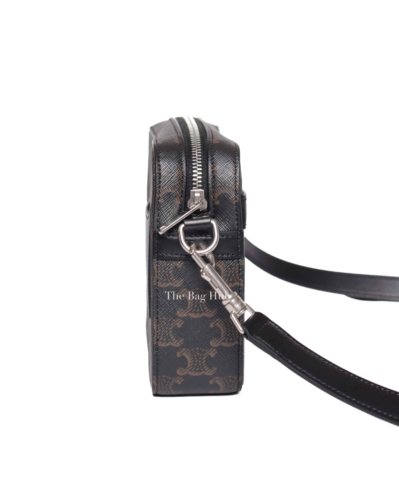 Celine Black Triomphe Canvas/Calfskin Small Messenger Bag