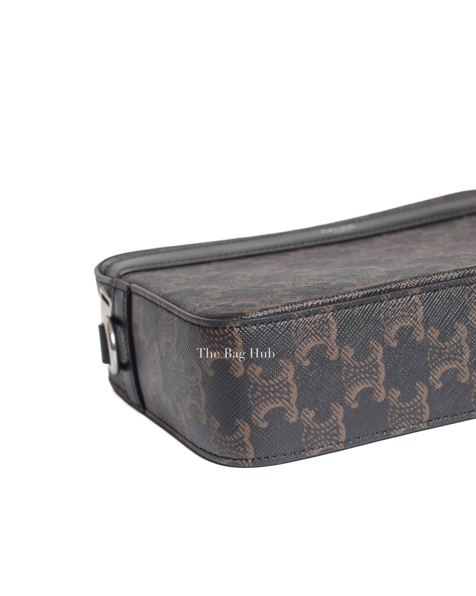 Celine Black Triomphe Canvas/Calfskin Small Messenger Bag