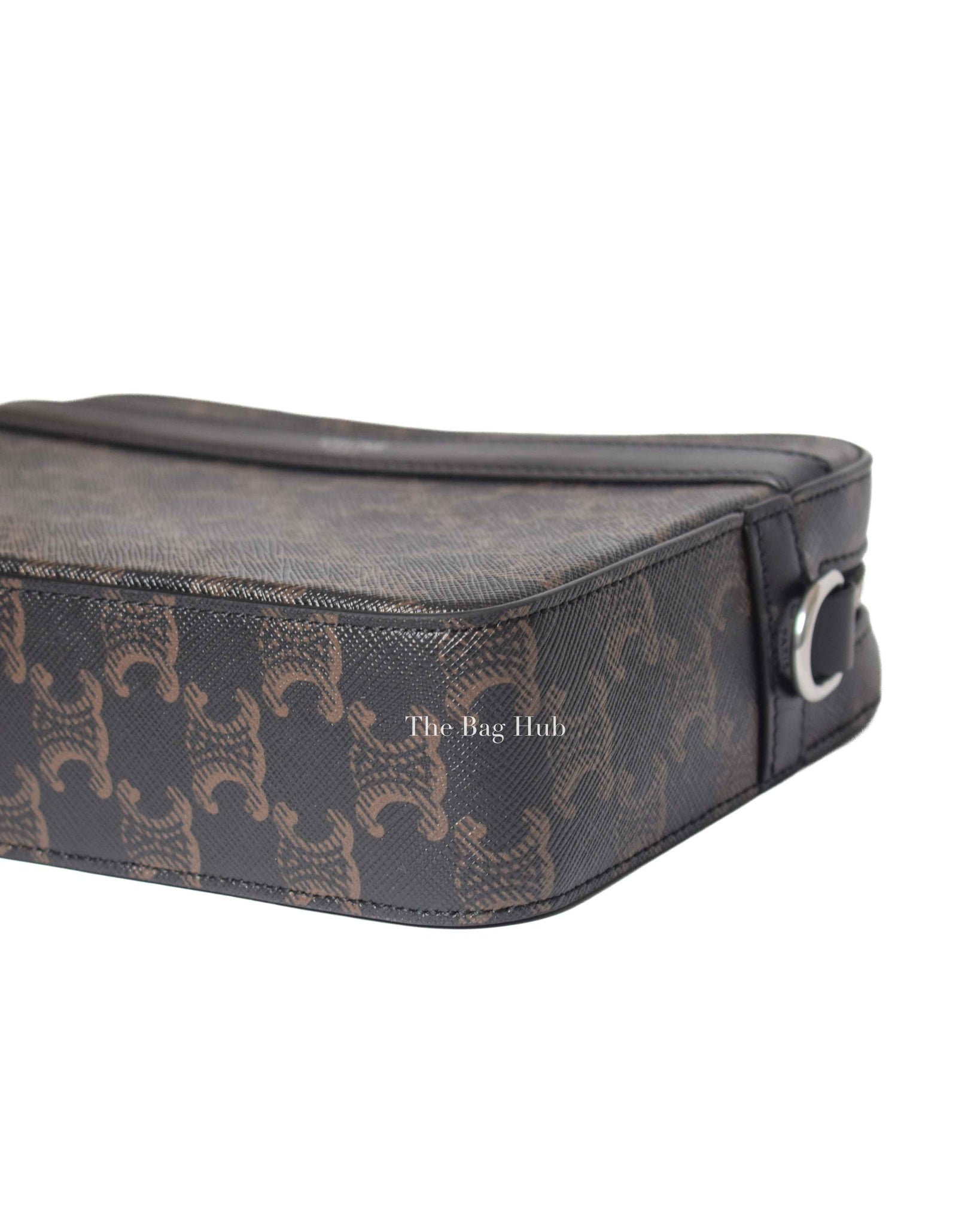 Celine Black Triomphe Canvas/Calfskin Small Messenger Bag