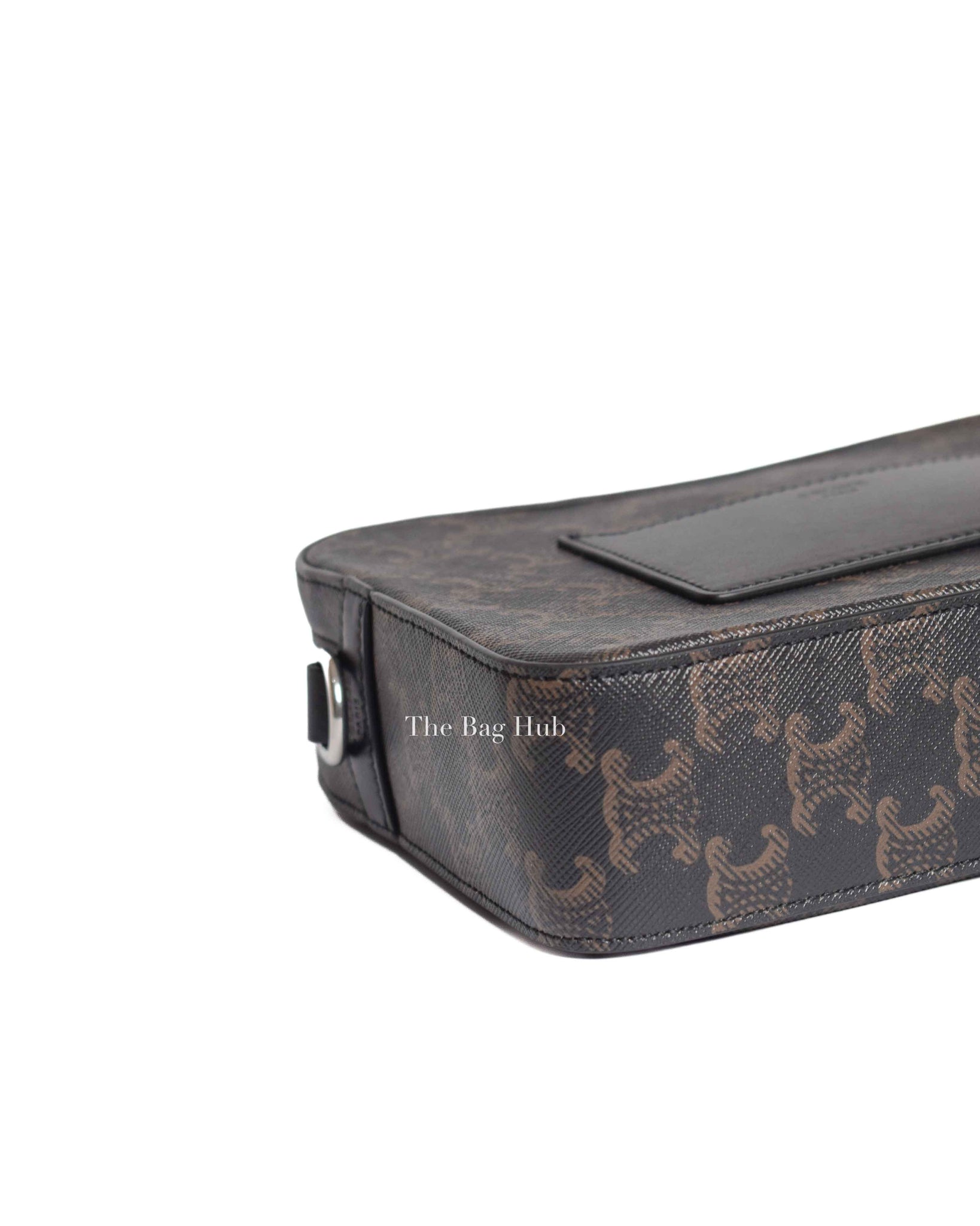 Celine Black Triomphe Canvas/Calfskin Small Messenger Bag