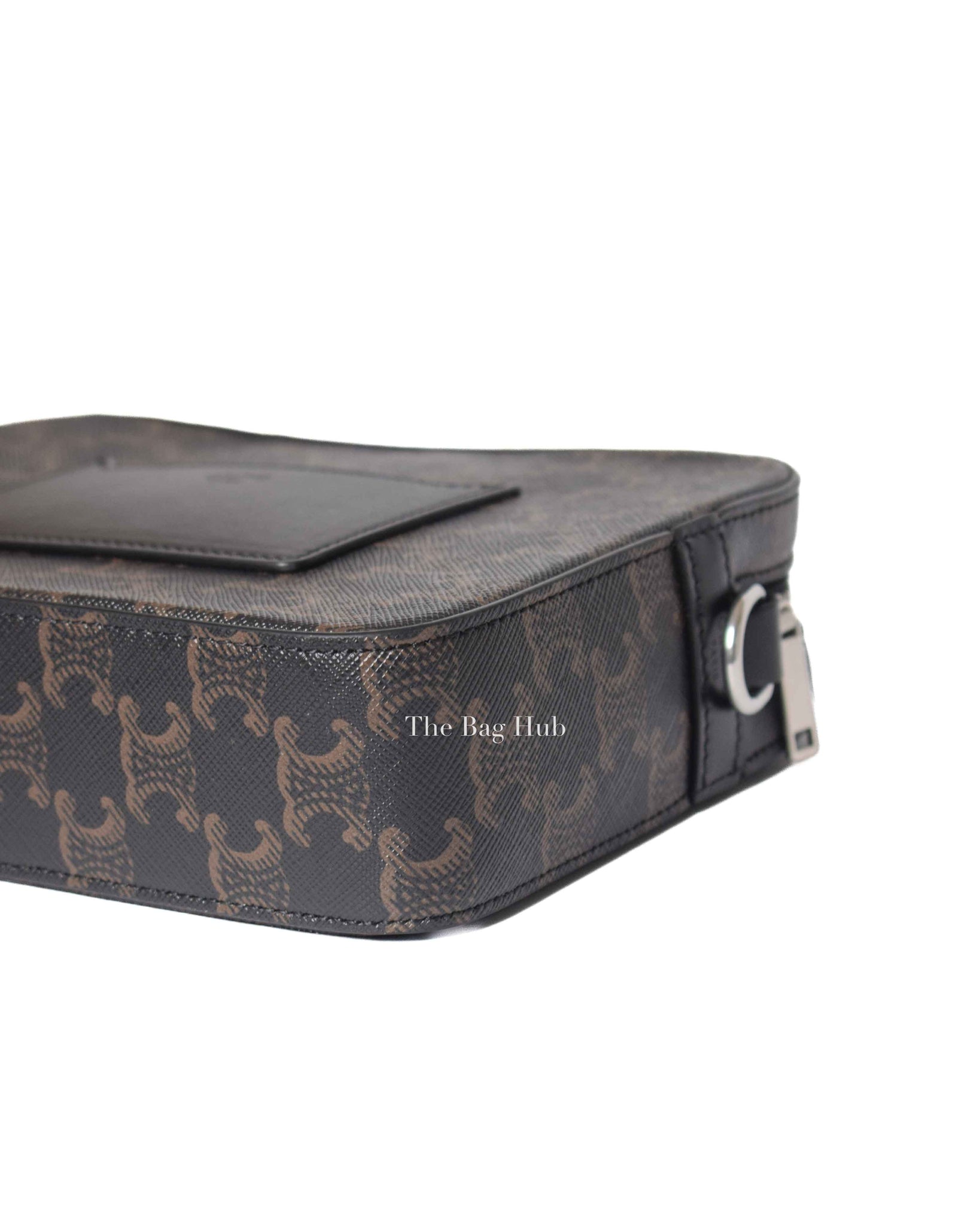 Celine Black Triomphe Canvas/Calfskin Small Messenger Bag