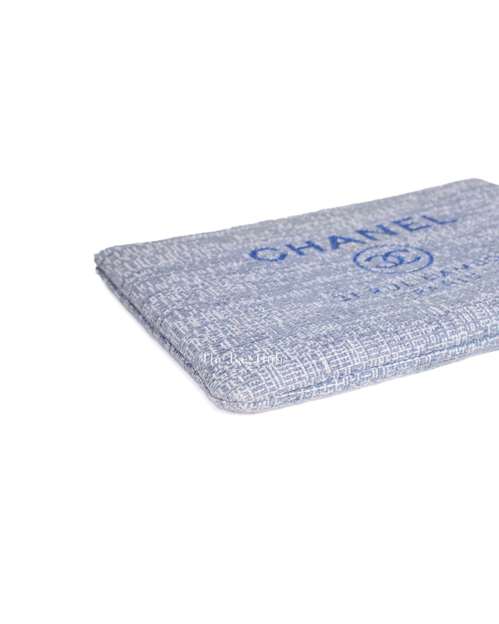 Chanel Blue Tweed Deauville Clutch Bag