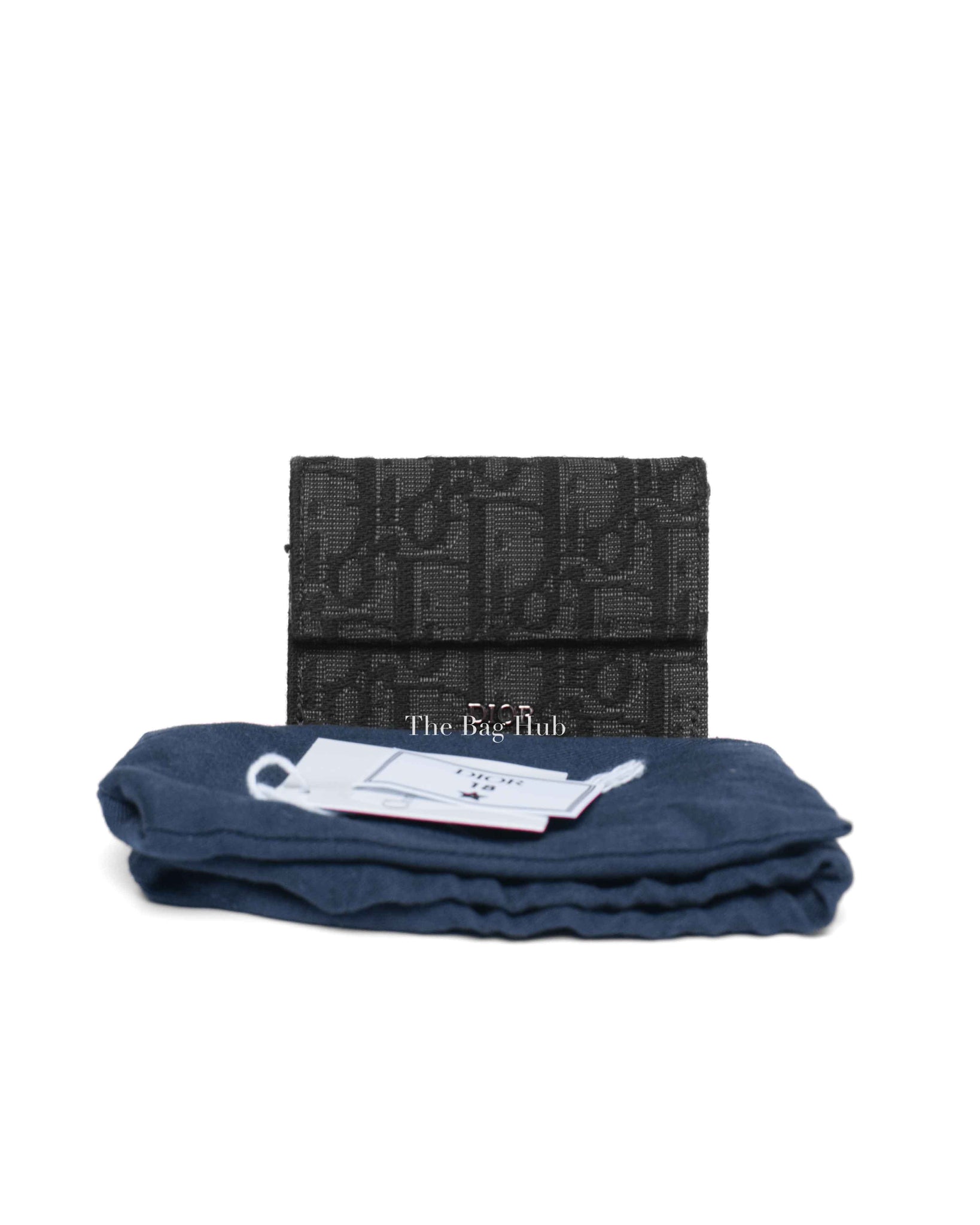 Dior Black Canvas Oblique Jacquard Trifold Wallet