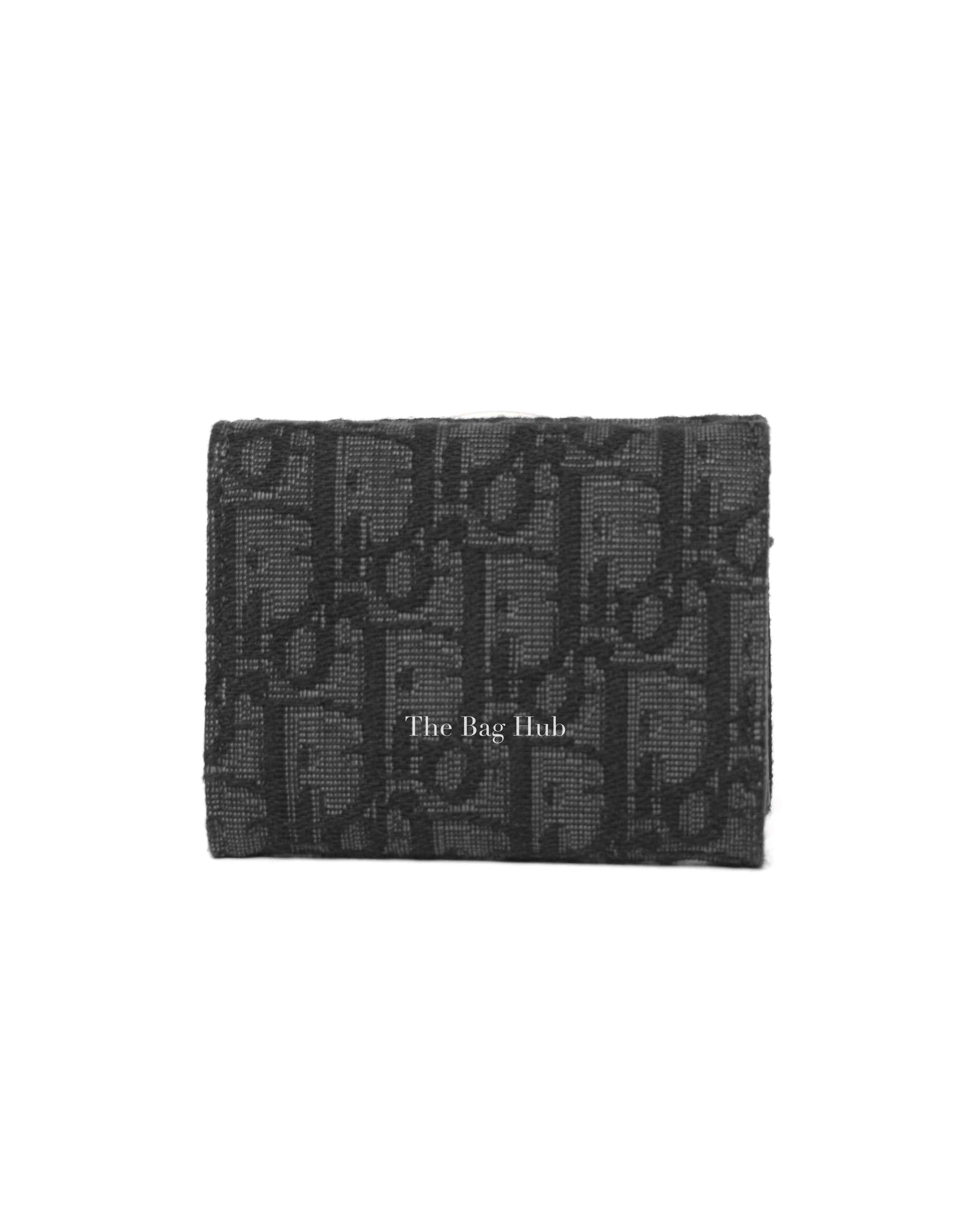 Dior Black Canvas Oblique Jacquard Trifold Wallet