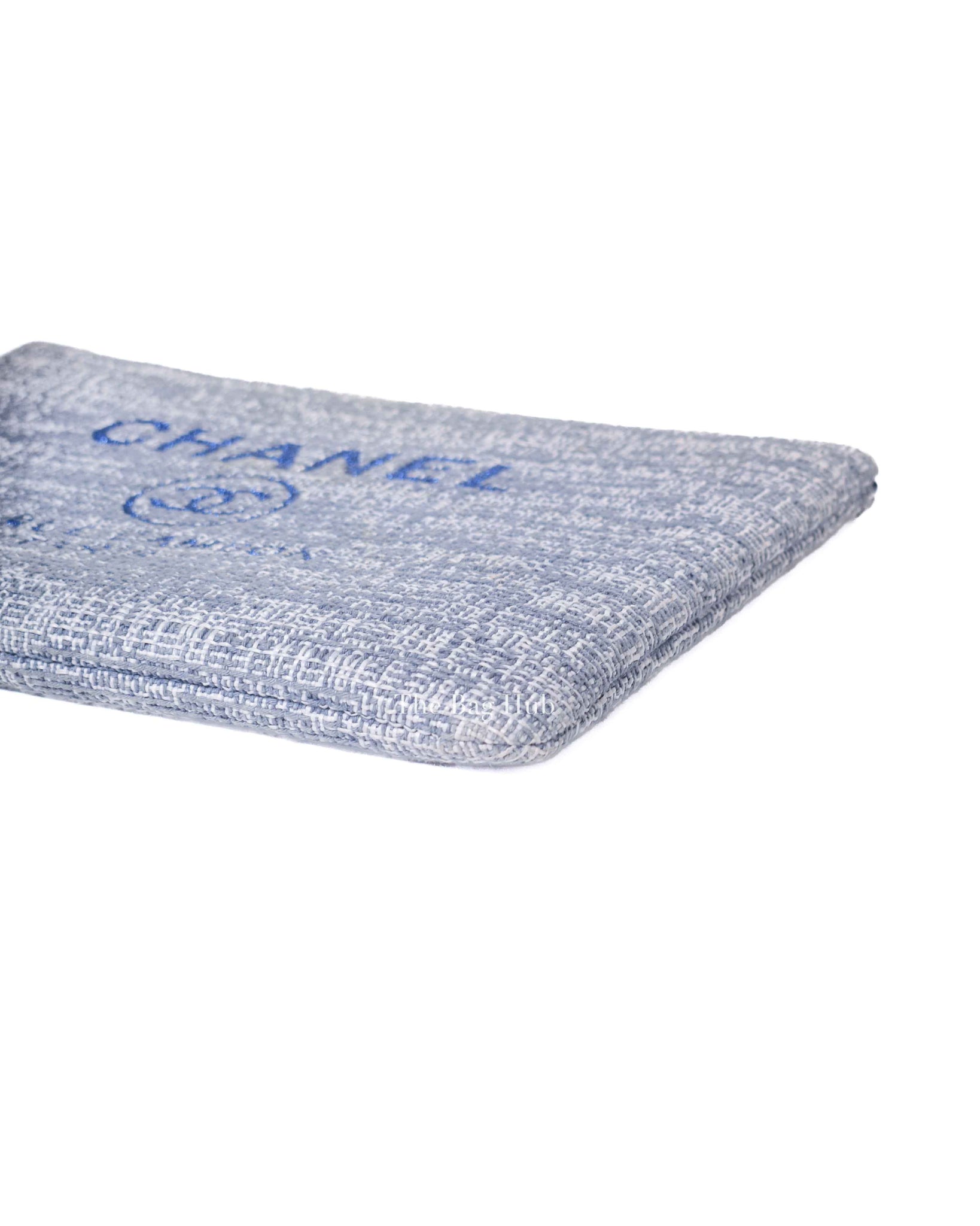 Chanel Blue Tweed Deauville Clutch Bag