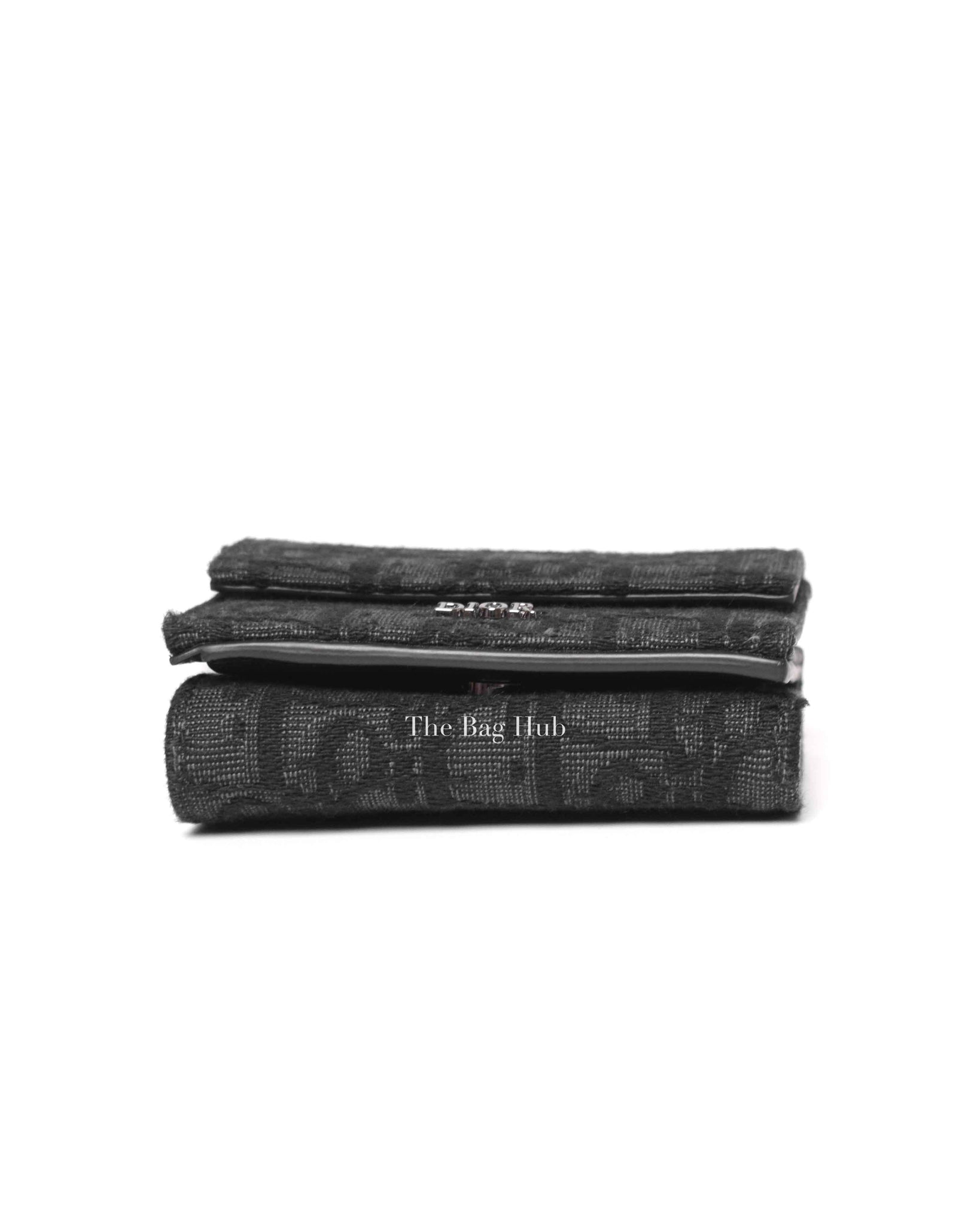 Dior Black Canvas Oblique Jacquard Trifold Wallet
